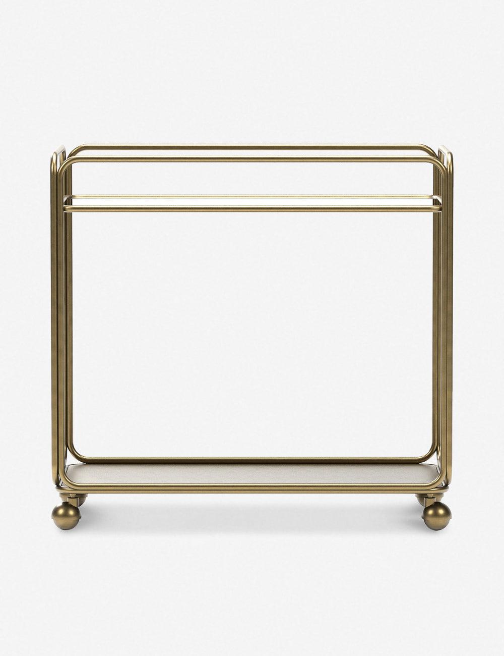Elegant Marble and Brass Rectangular Bar Cart with Storage