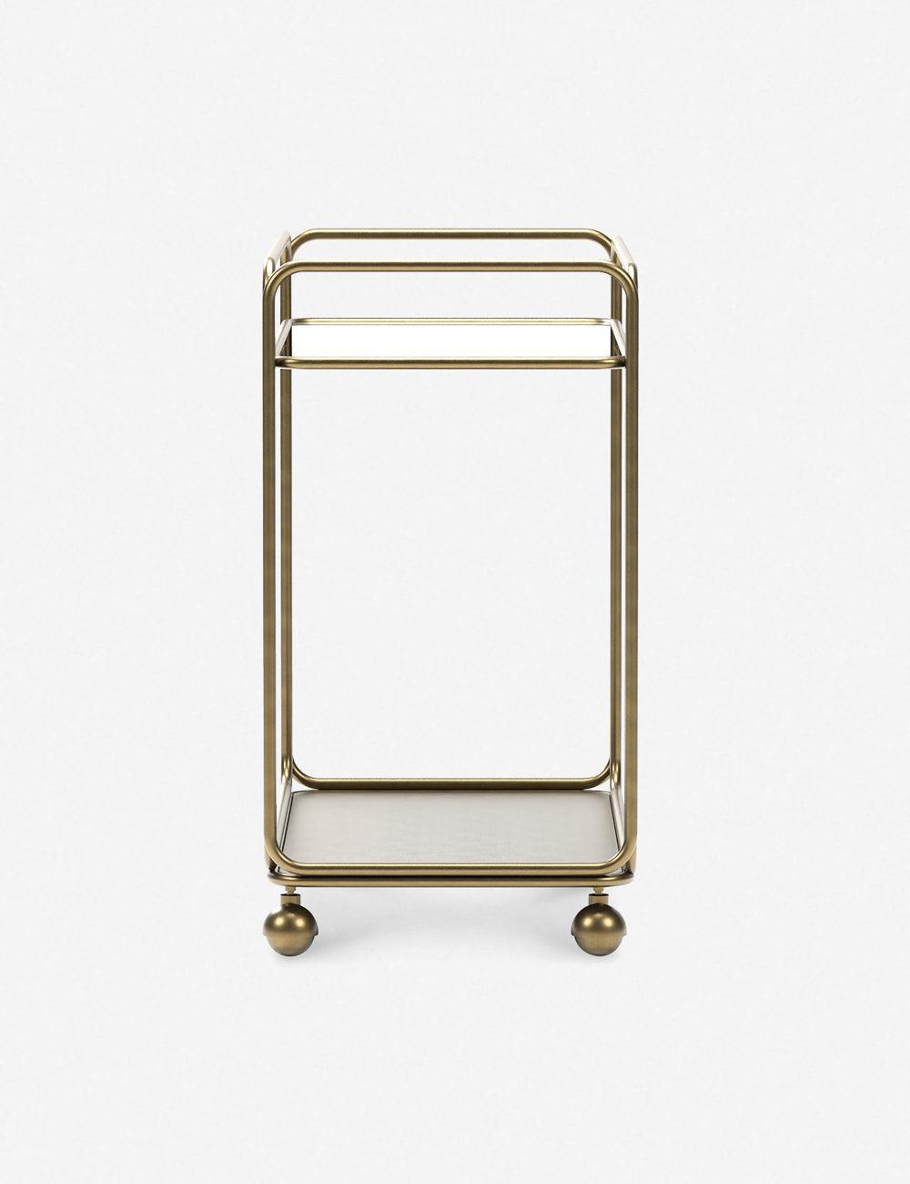 Elegant Marble and Brass Rectangular Bar Cart with Storage