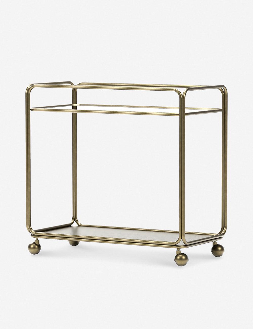 Elegant Marble and Brass Rectangular Bar Cart with Storage