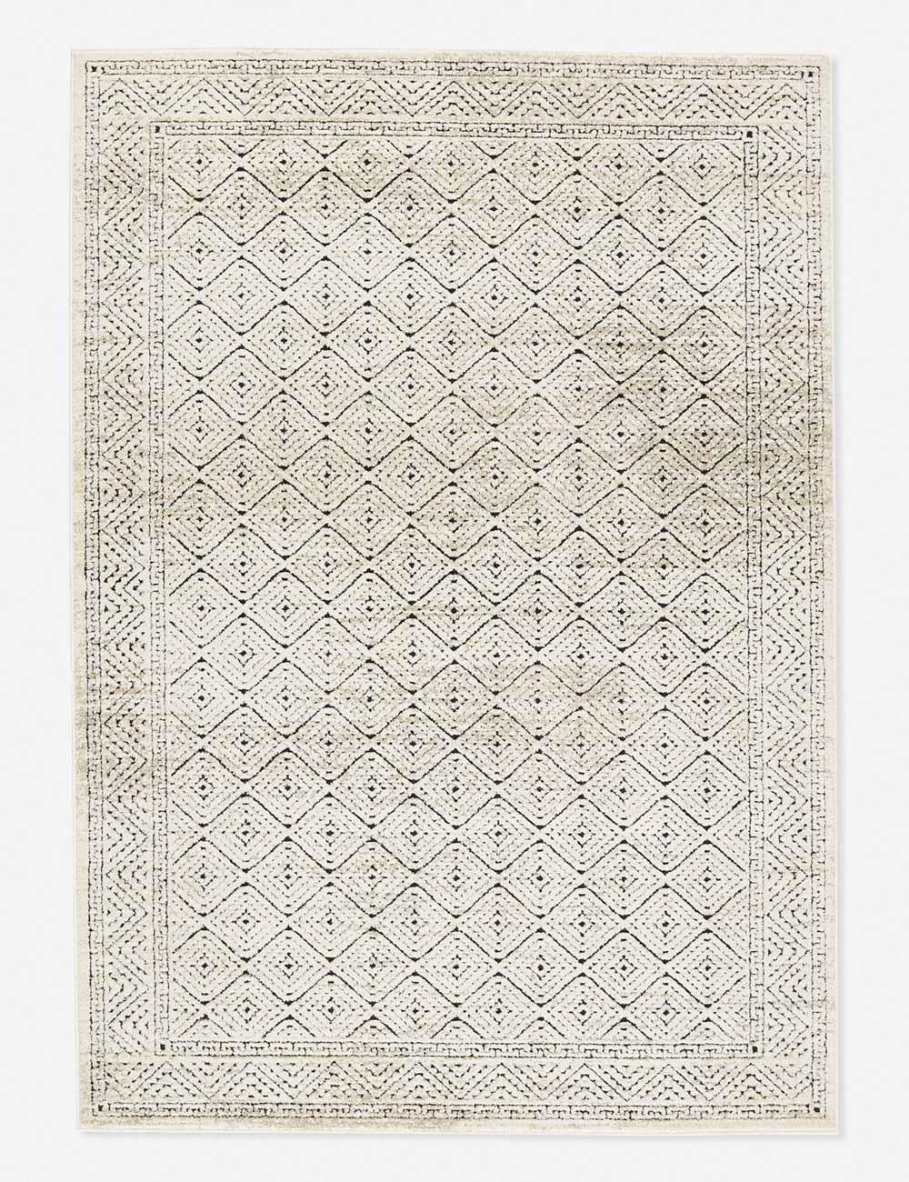 Reversible Black Trellis Rectangular Synthetic Rug - 5' x 7'