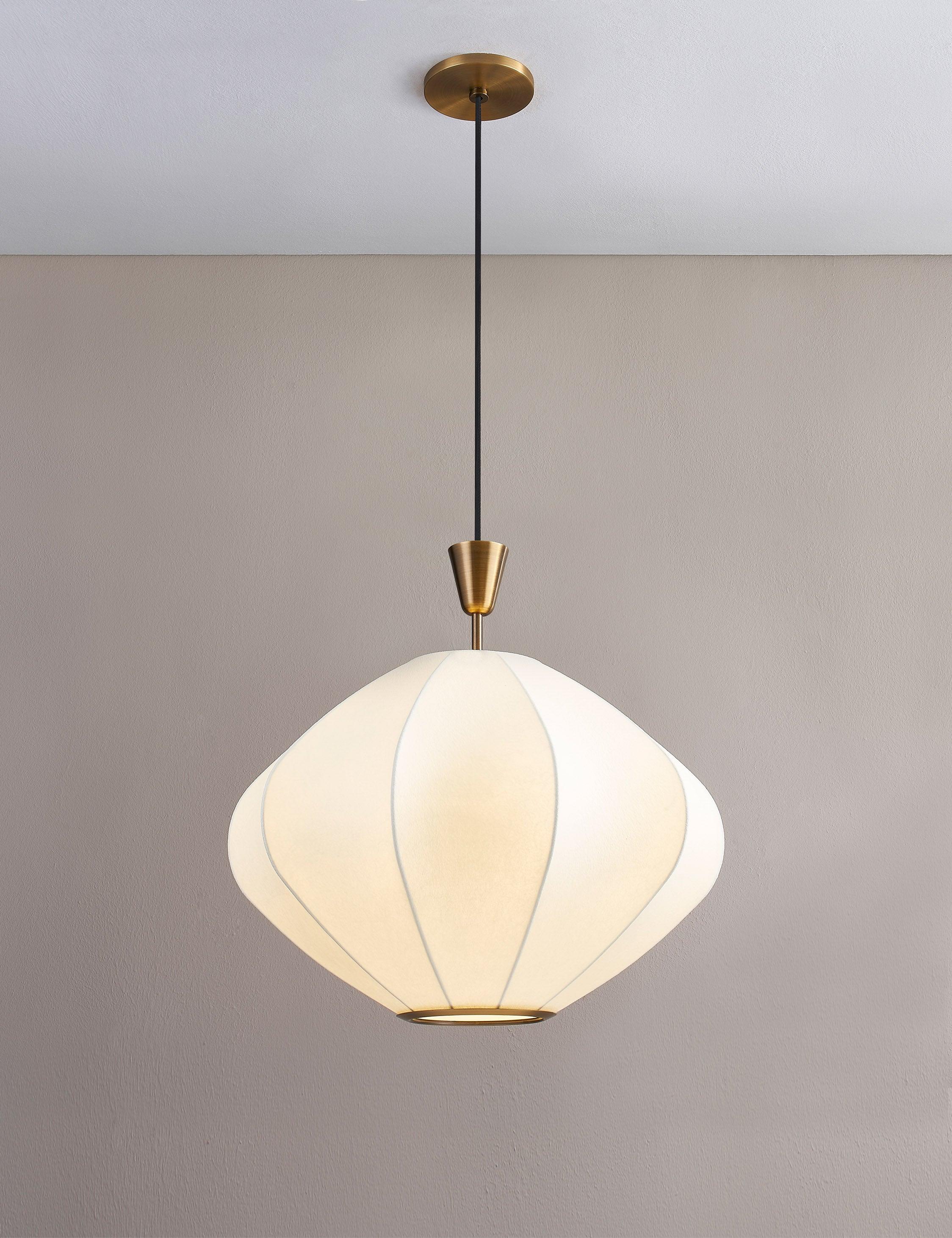 Arden Patina Brass 1-Light Pendant with Cream Webbed Fiber Shade