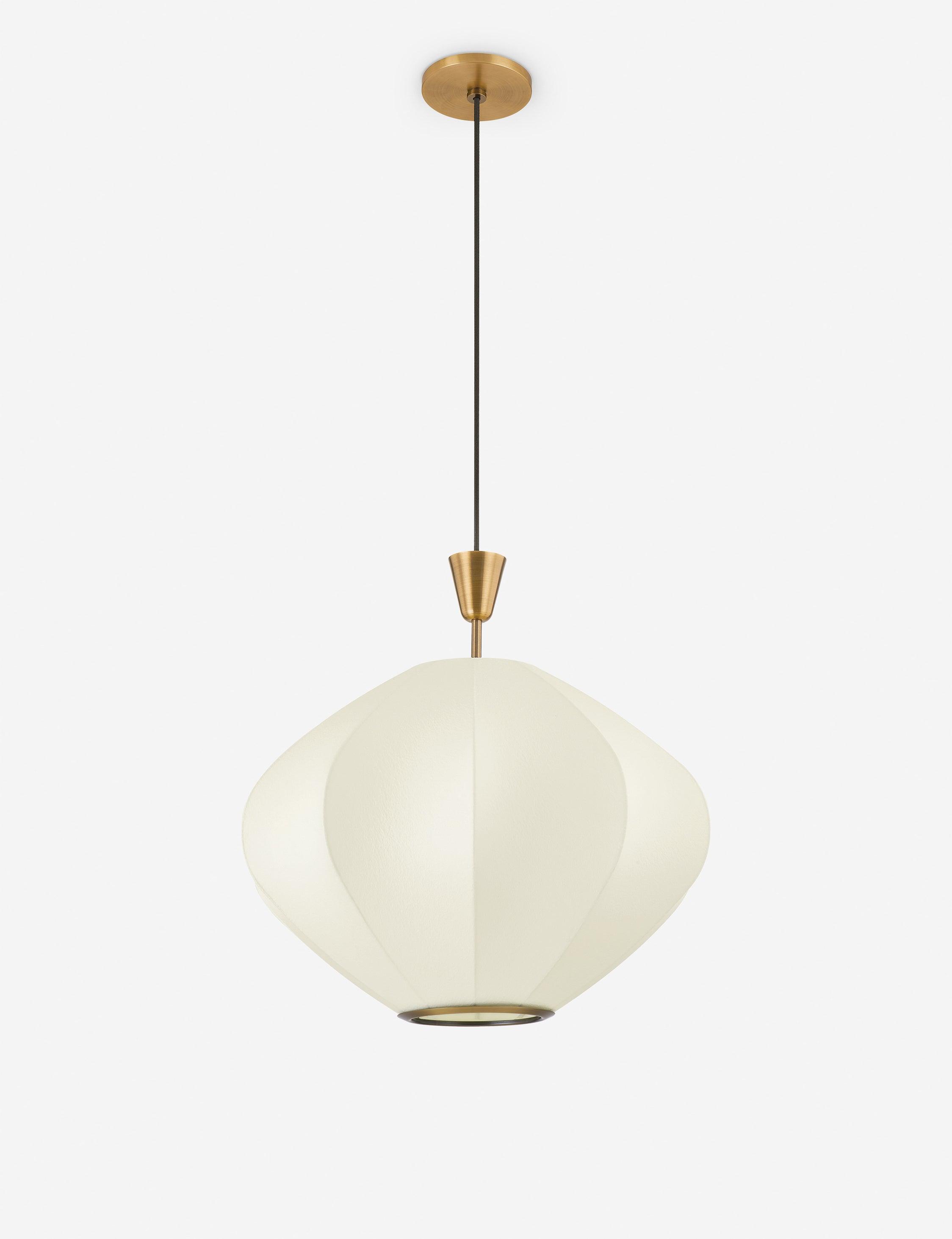 Arden Patina Brass 1-Light Pendant with Cream Webbed Fiber Shade