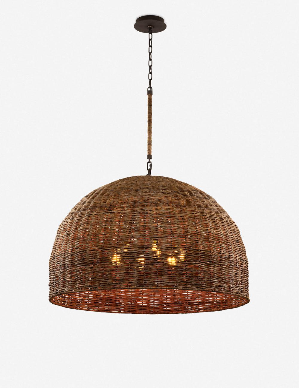 Huxley Macias 43'' Wicker and Bronze Rustic Chandelier