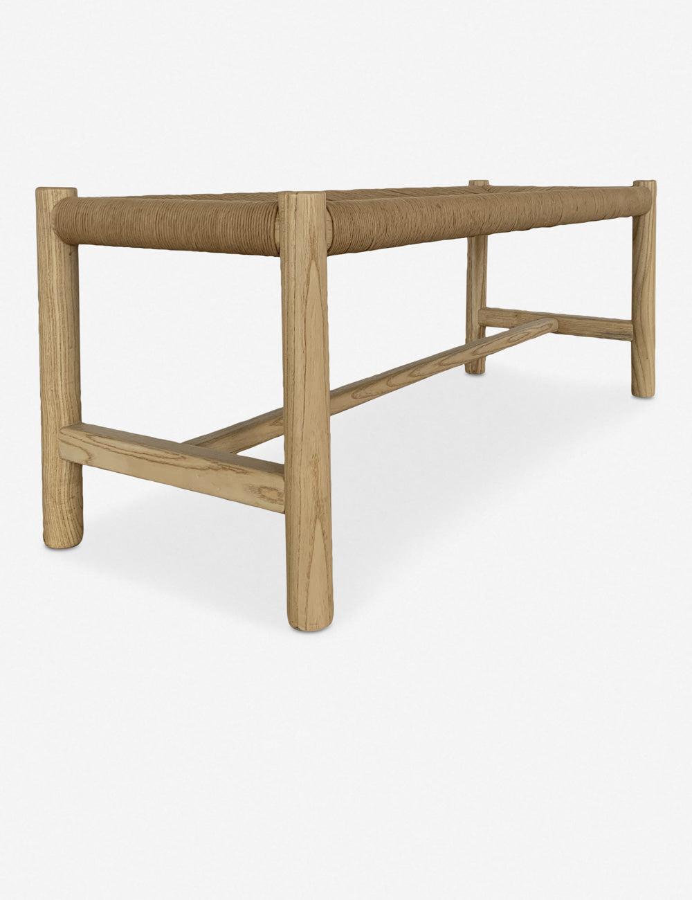 Hawthorn Natural Elm Wood Bench with Woven Fiber Rope Seat - 60"W