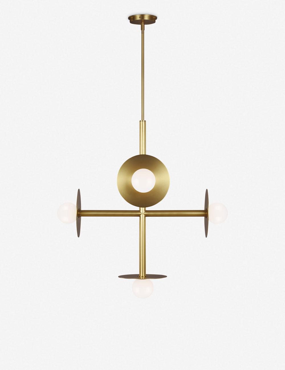 Curvilinear Forms Burnished Brass Modern Chandelier by Kelly Wearstler