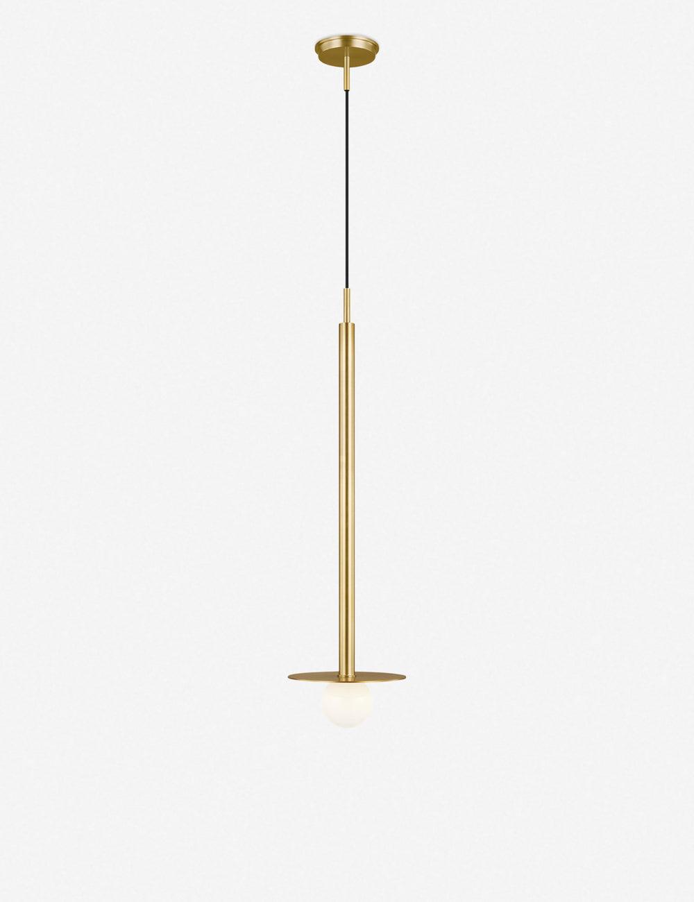 Minimalist Burnished Brass Globe Pendant with Milk White Glass