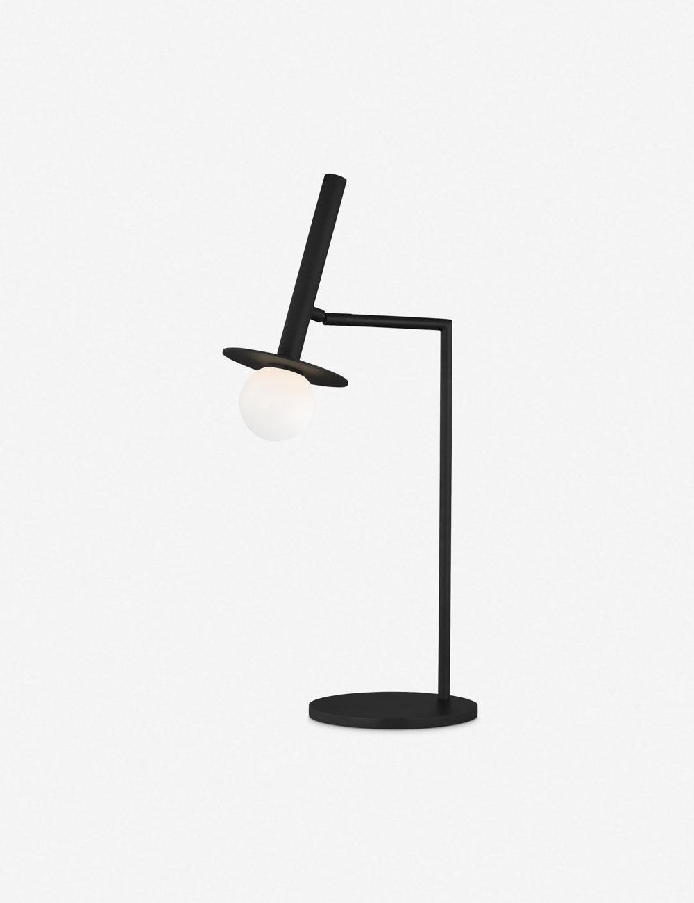 Midnight Black Nodes Adjustable Table Lamp with Milk White Globe