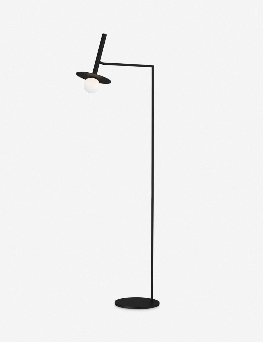 Midnight Black Adjustable Nodes Floor Lamp with White Glass Shade