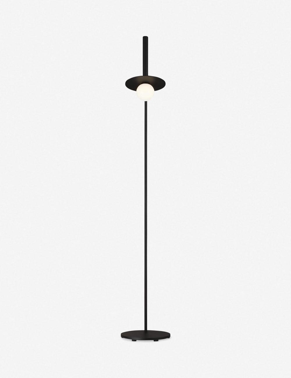 Midnight Black Adjustable Nodes Floor Lamp with White Glass Shade