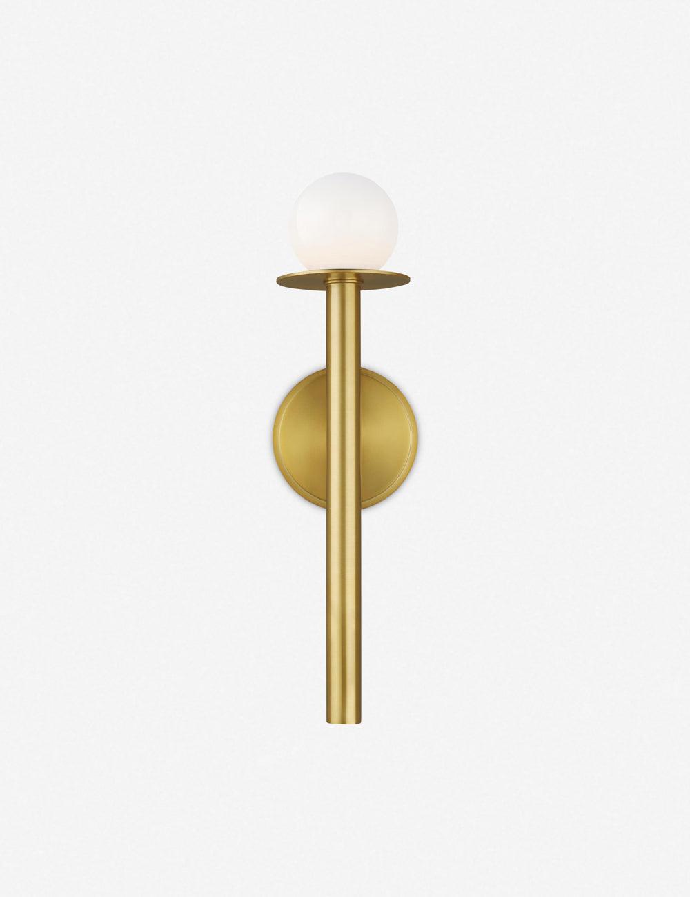 Burnished Brass Dimmable Wall Sconce with Milk White Globe