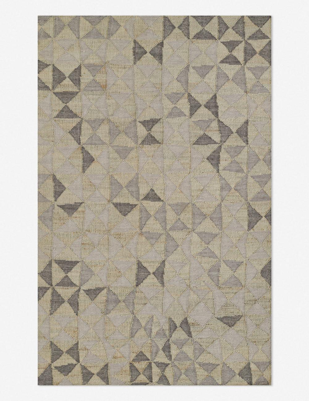 Artisan Silver-Tone Geometric Wool-Viscose 3'x5' Handwoven Rug