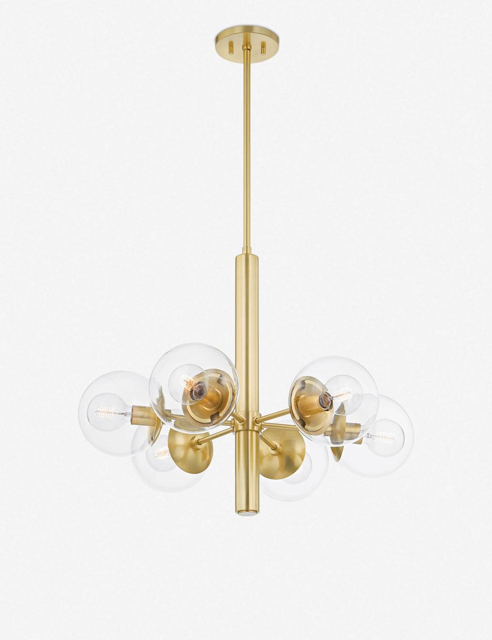 Lia Chandelier - Clear / 6 Light / Antique Brass