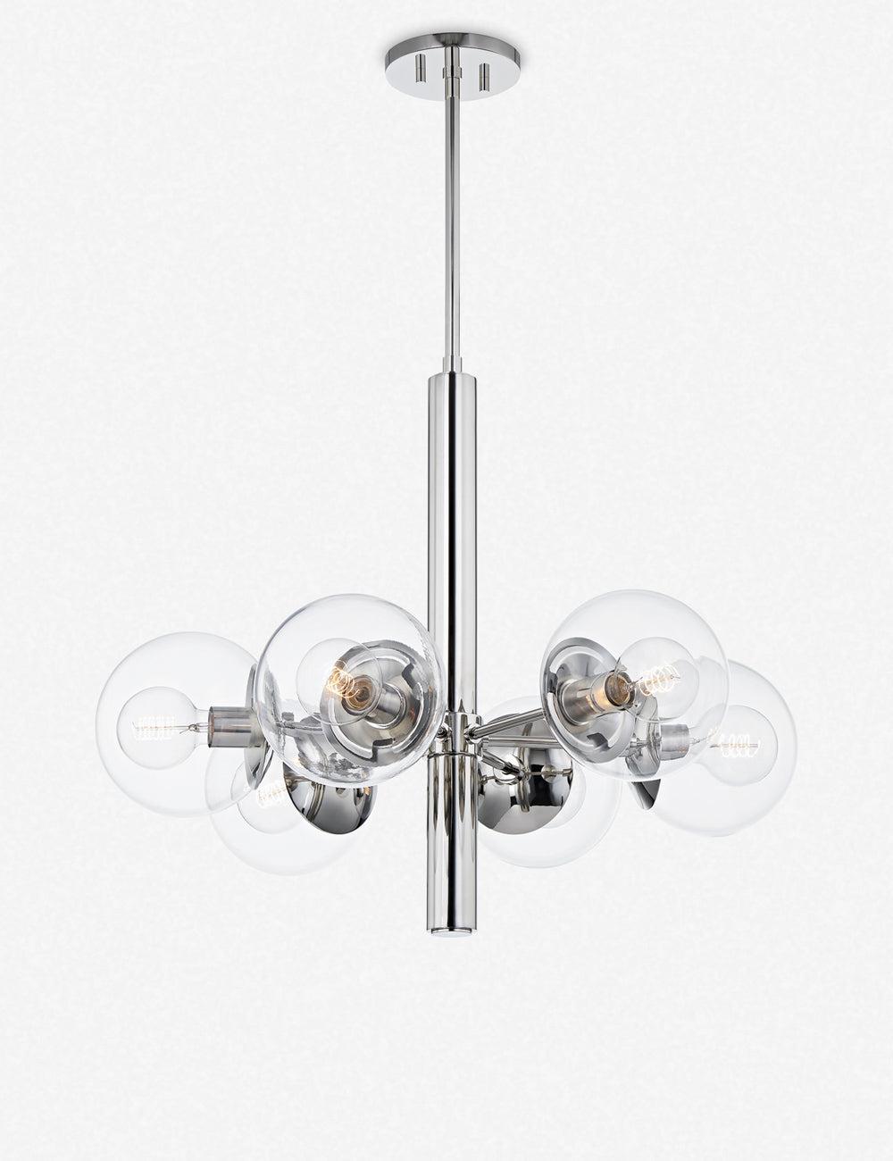 Lia Chandelier - Clear / 6 Light / Polished Nickel