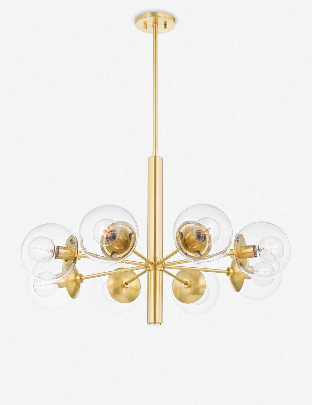 Lia Chandelier - Clear / 8 Light / Antique Brass