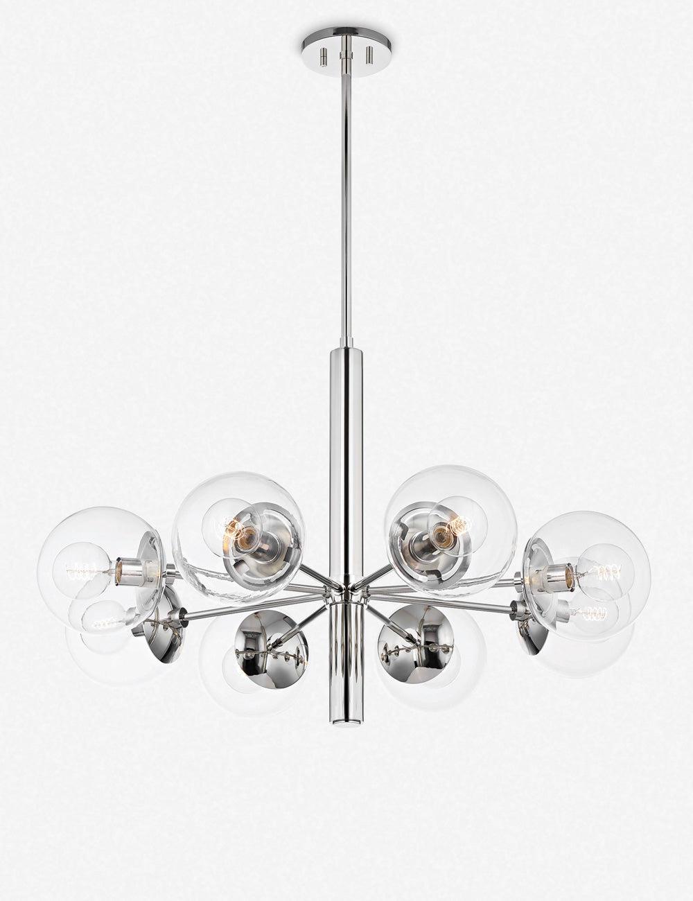 Lia Chandelier - Clear / 8 Light / Polished Nickel