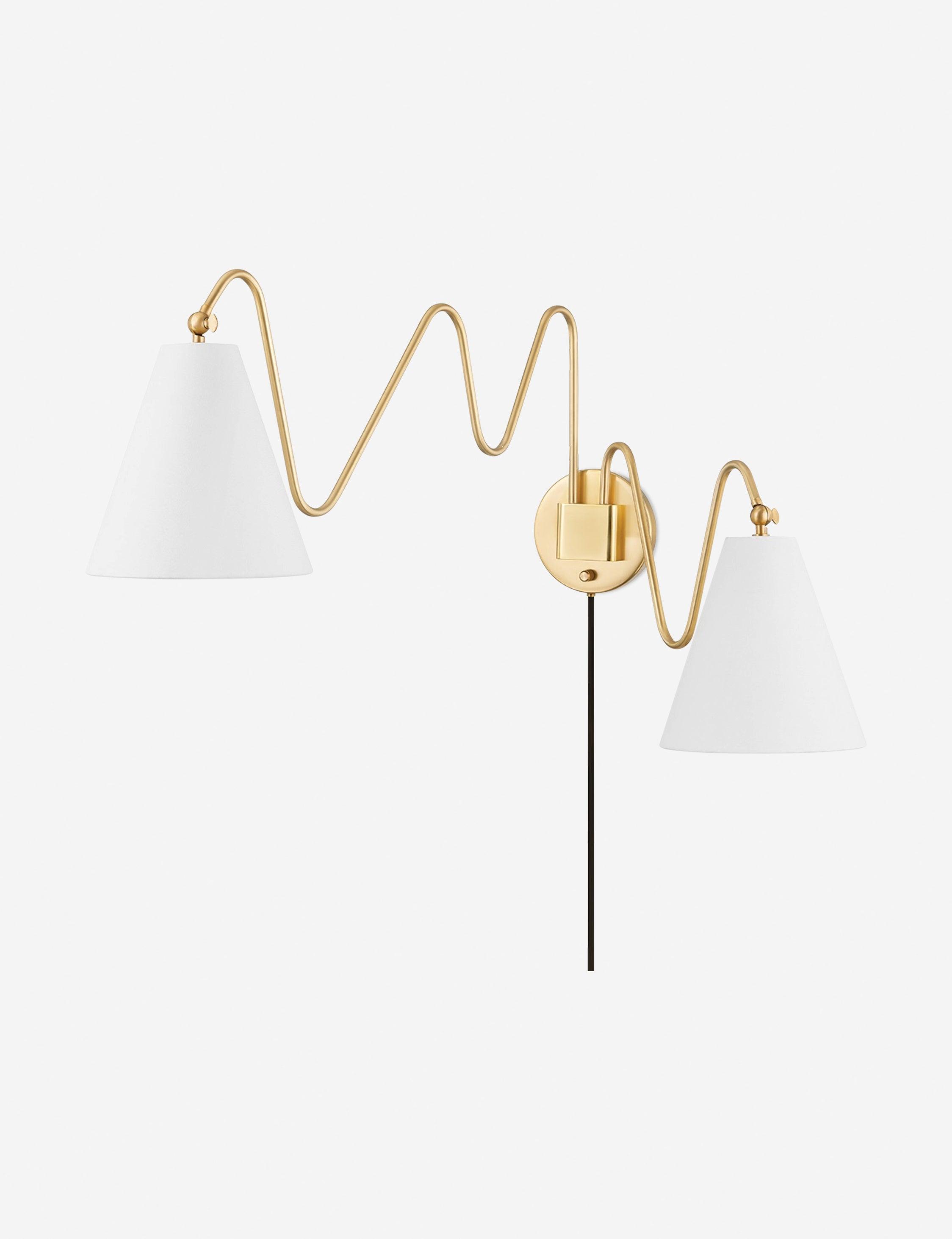 Dellon Double Plug-In Sconce - Antique Brass / Double