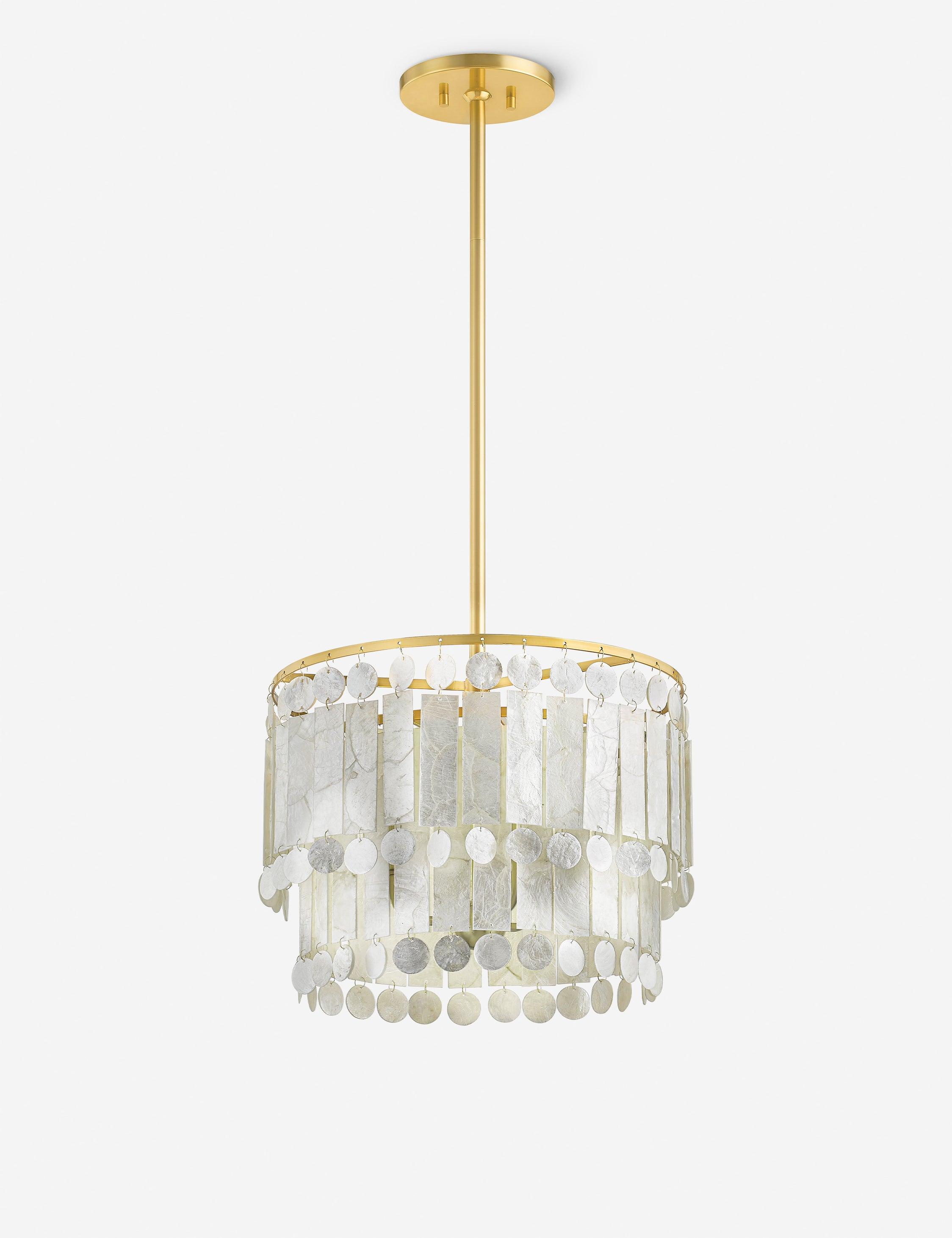 Coretta 16" Natural Capiz Shell Chandelier with Brass Finish