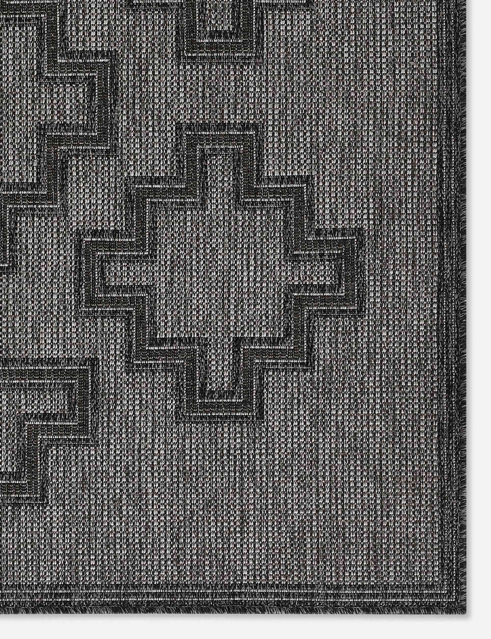 Ham-9 Charcoal Geometric Synthetic 2' x 3' Area Rug