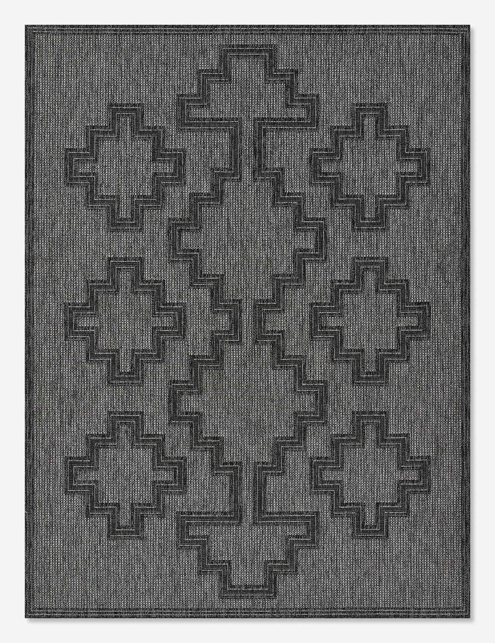 Ham-9 Charcoal Geometric Synthetic 2' x 3' Area Rug