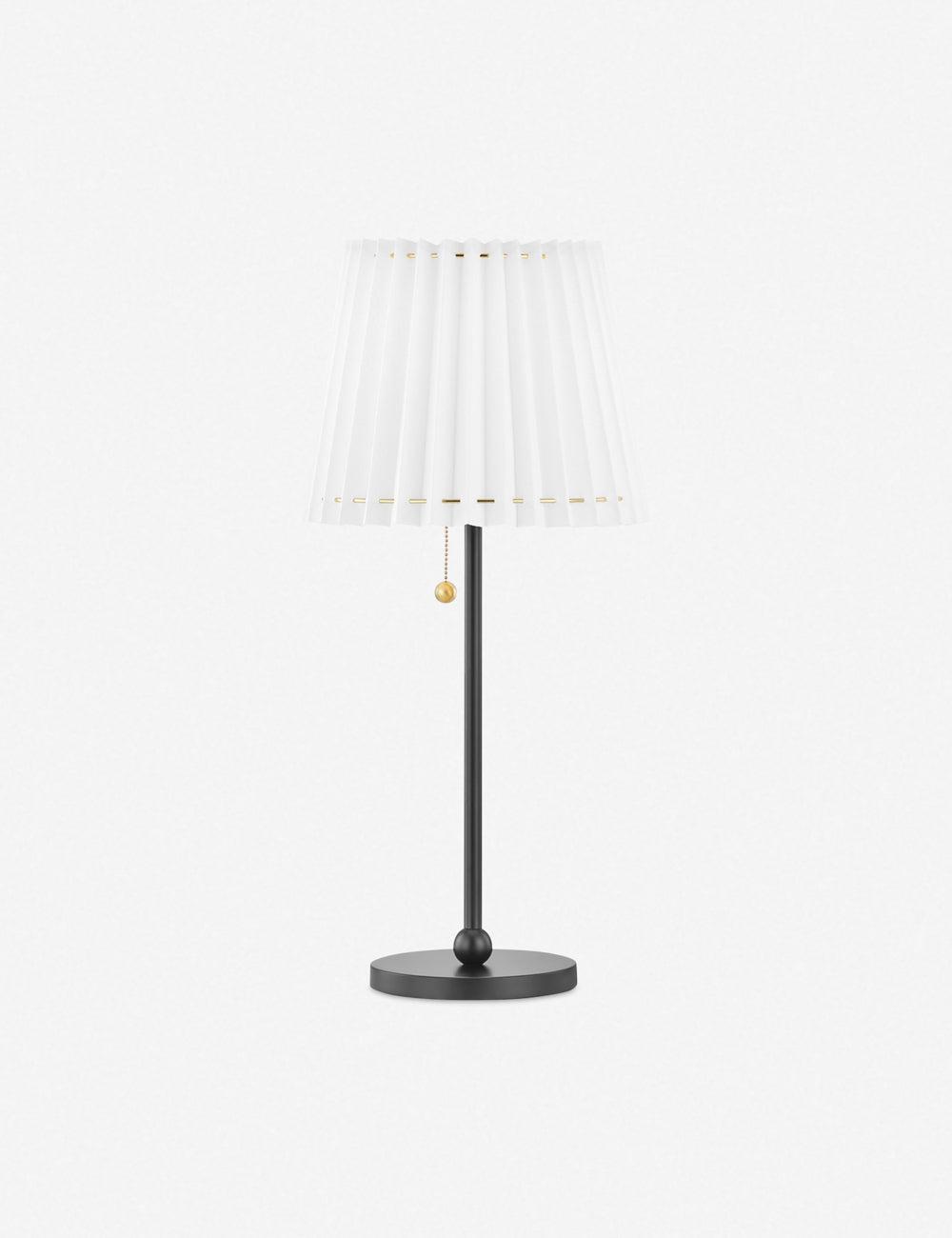 Cosette Pleated Belgian Linen Shade Table Lamp in Soft Black