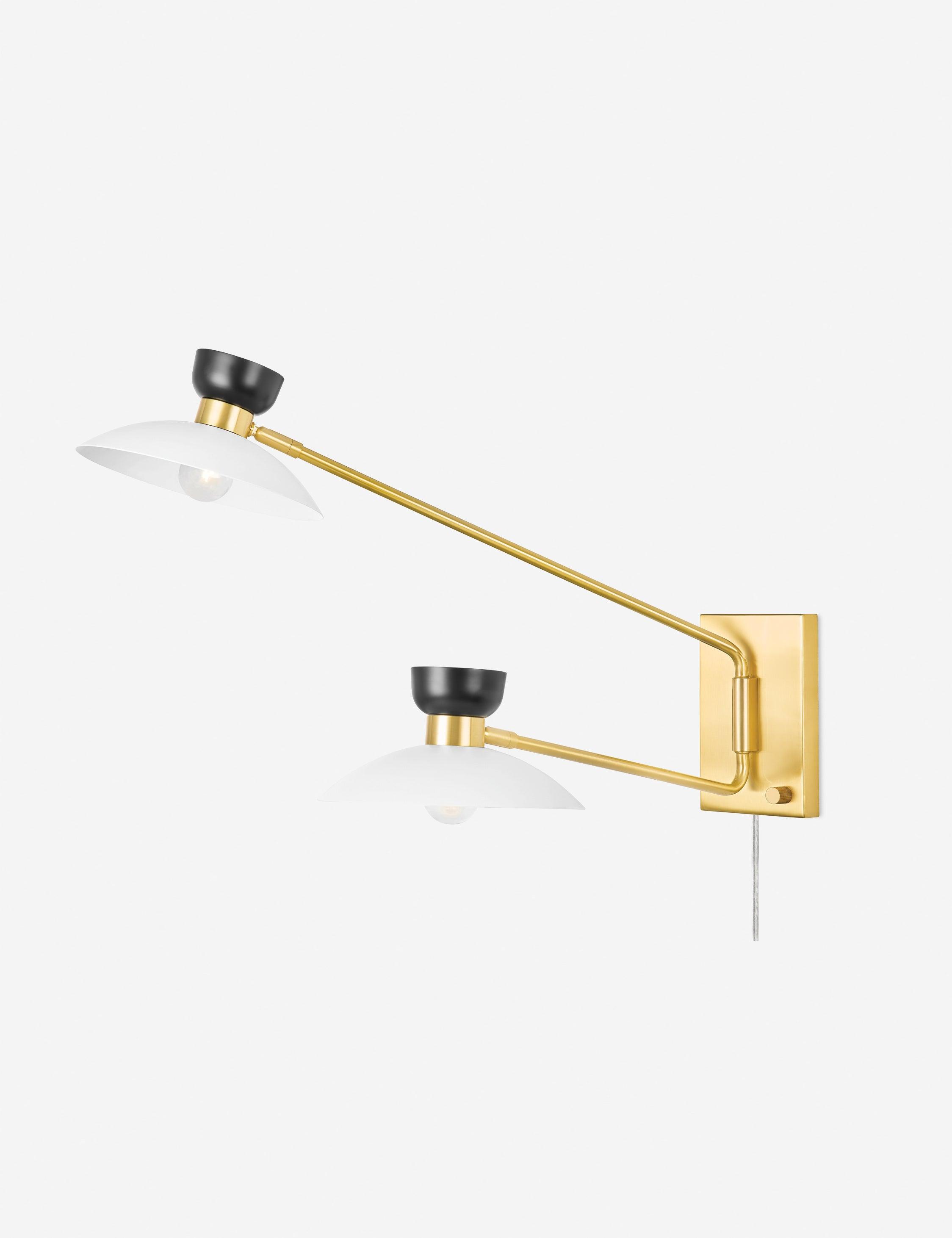 Whitley Aged Brass Dual-Tone Adjustable Plug-In Sconce