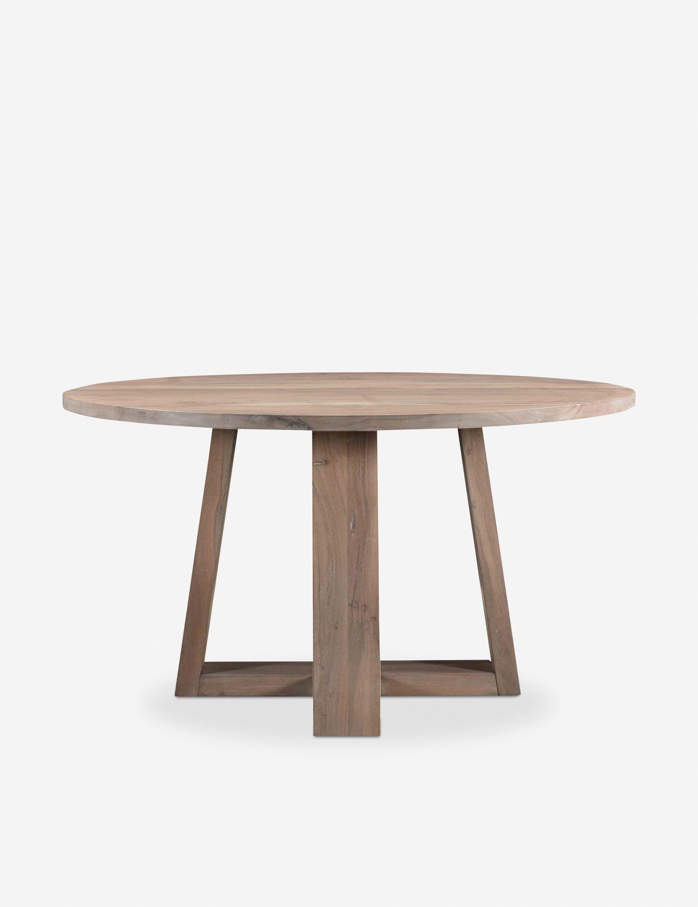 Scandinavian Acacia Wood Round Dining Table in Whitewash