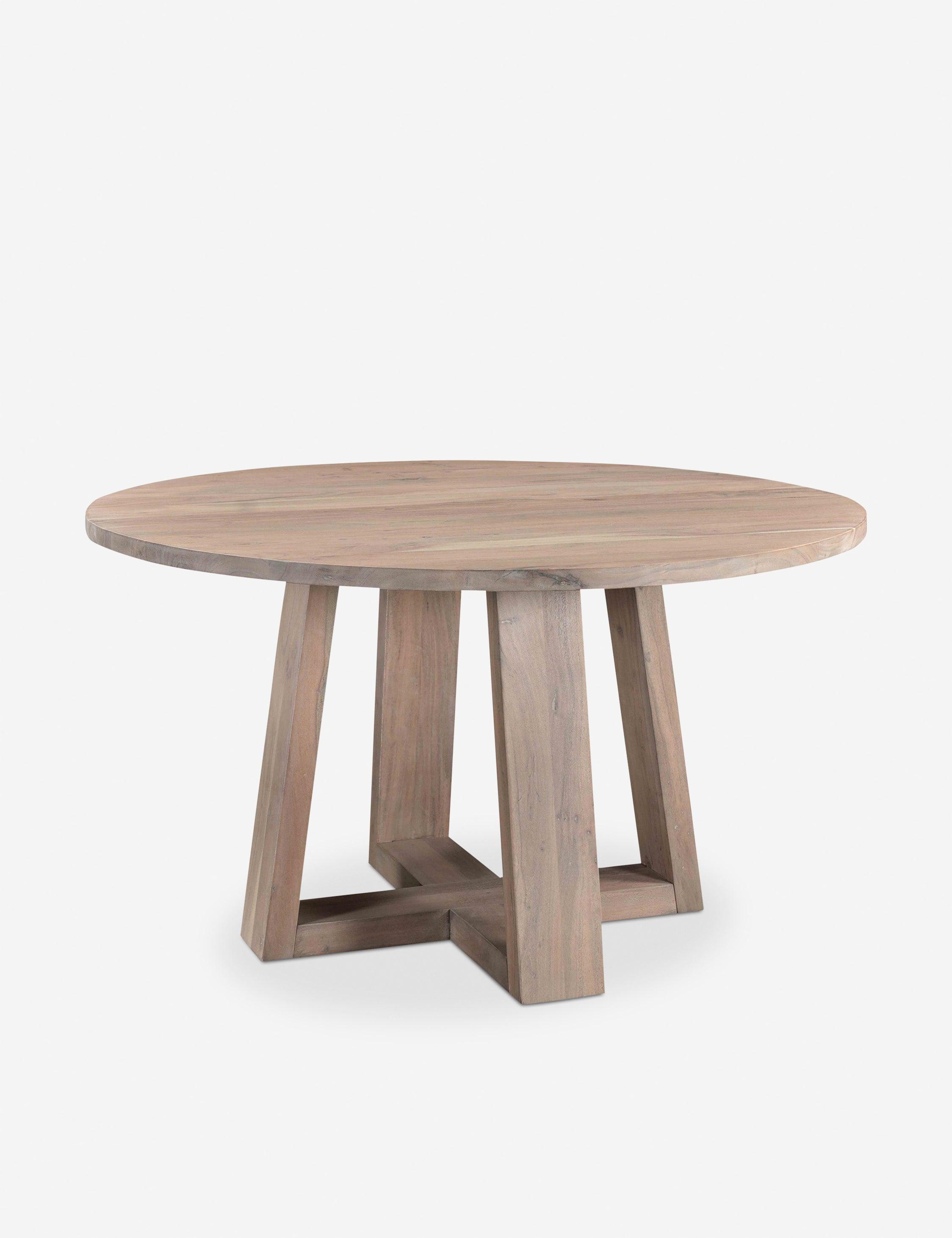 Scandinavian Acacia Wood Round Dining Table in Whitewash