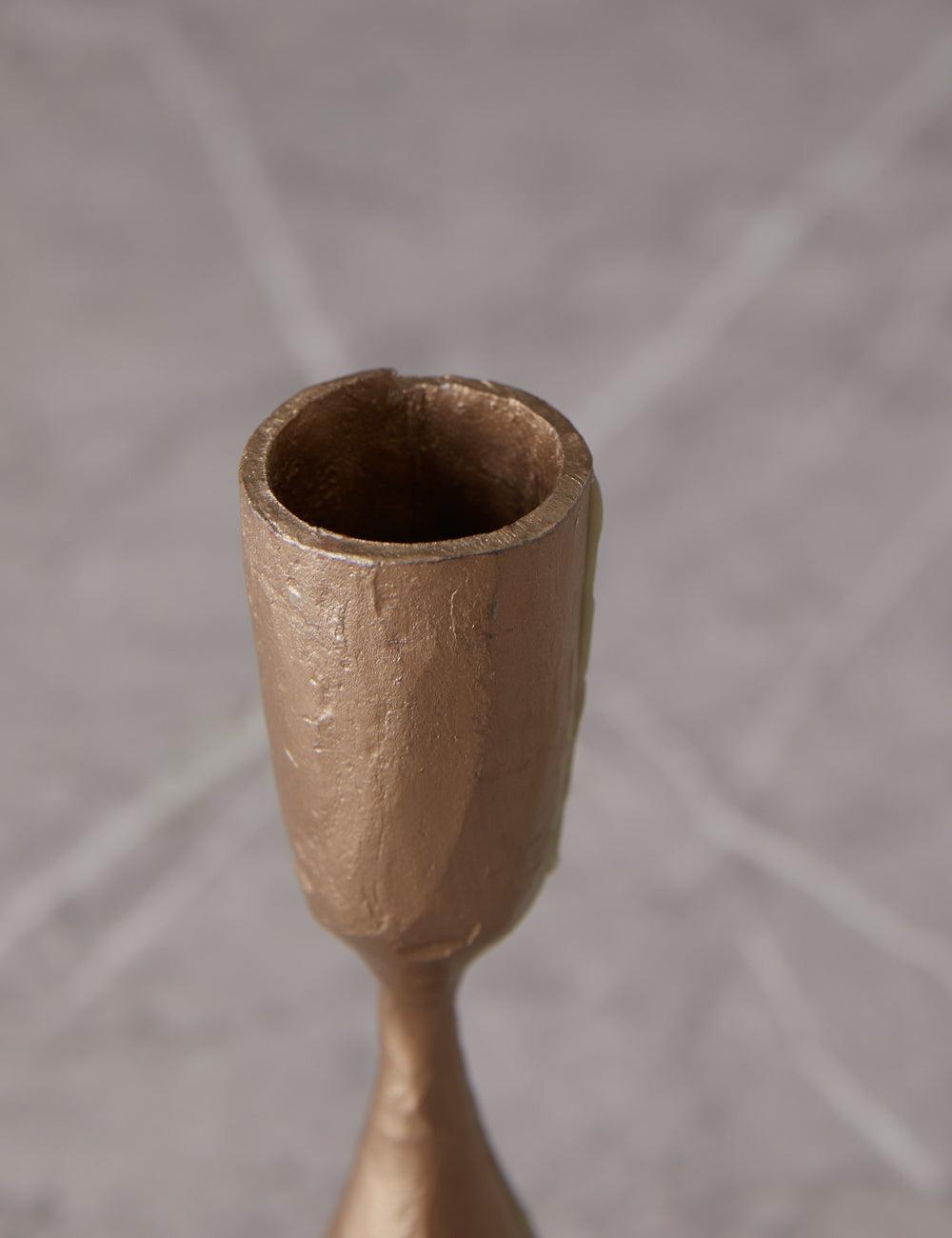 Antique Copper Finish Hand-Forged Iron Taper Candlestick Holder
