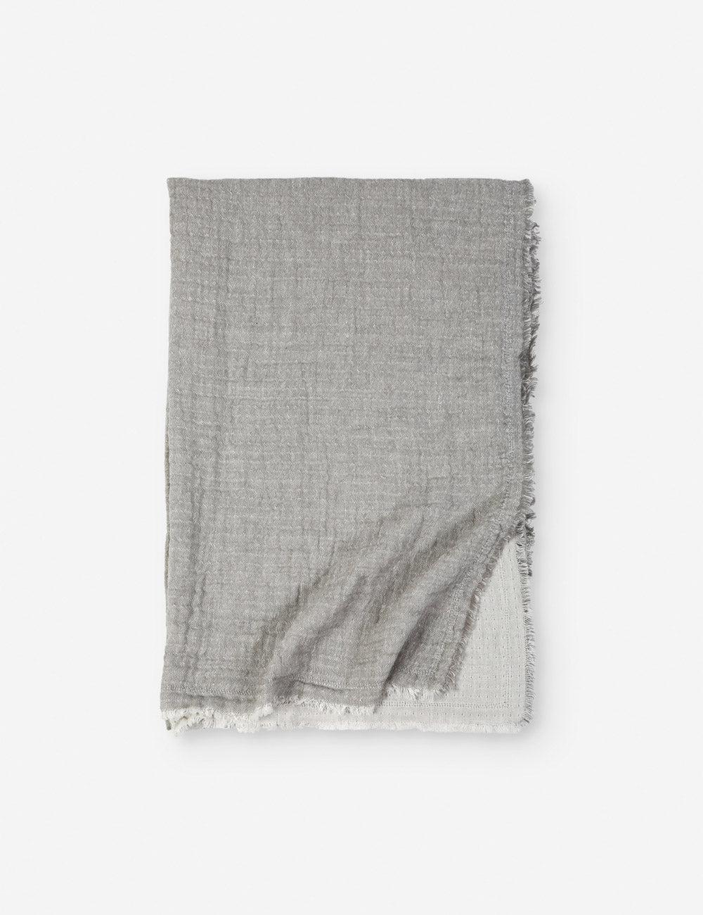 Hermosa Frayed Edge Oversized Throw in Light Gray and Cream