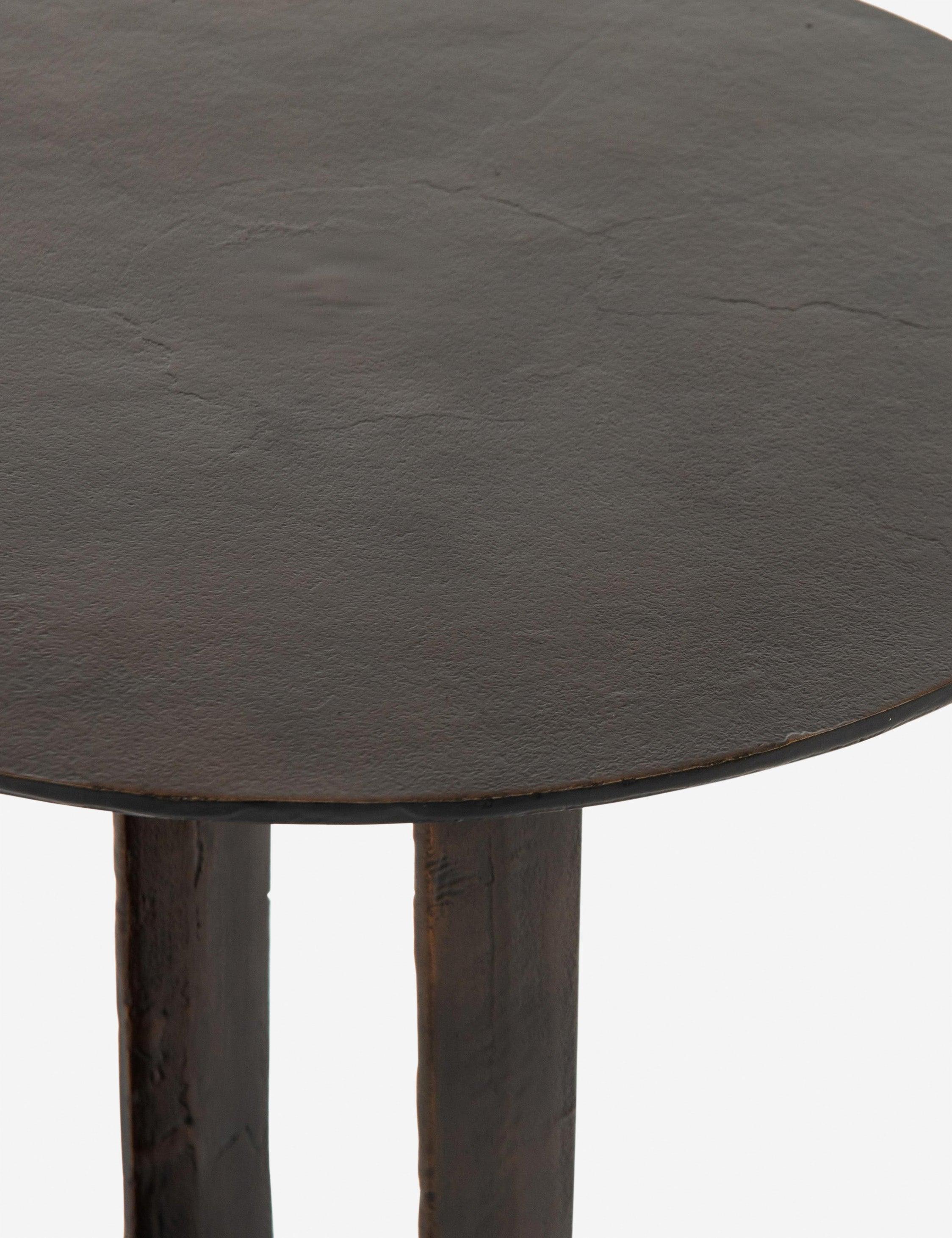 Marlow Antique Rust Round Stone-Top Metal End Table