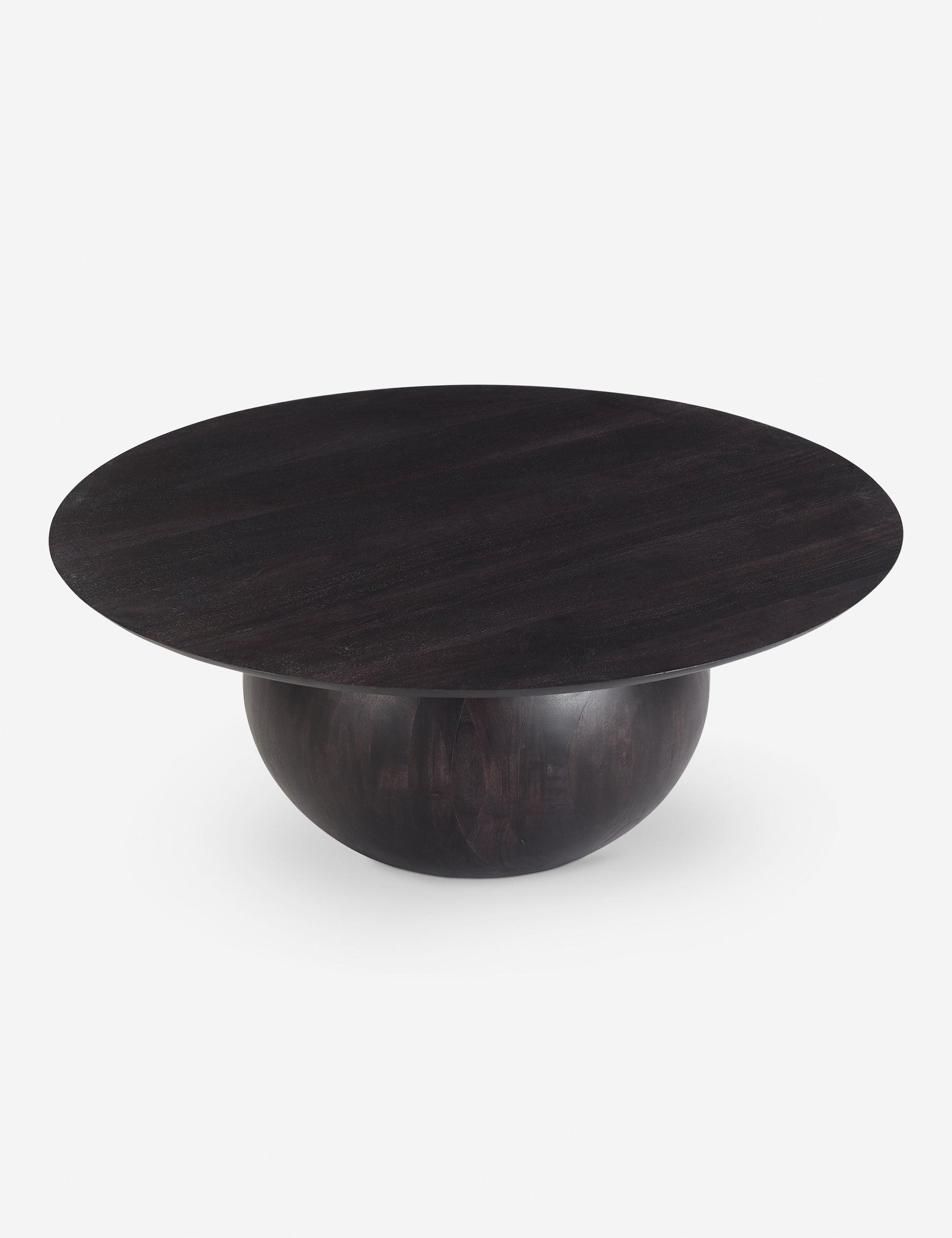 Bradbury 35" Round Black Acacia Wood Coffee Table