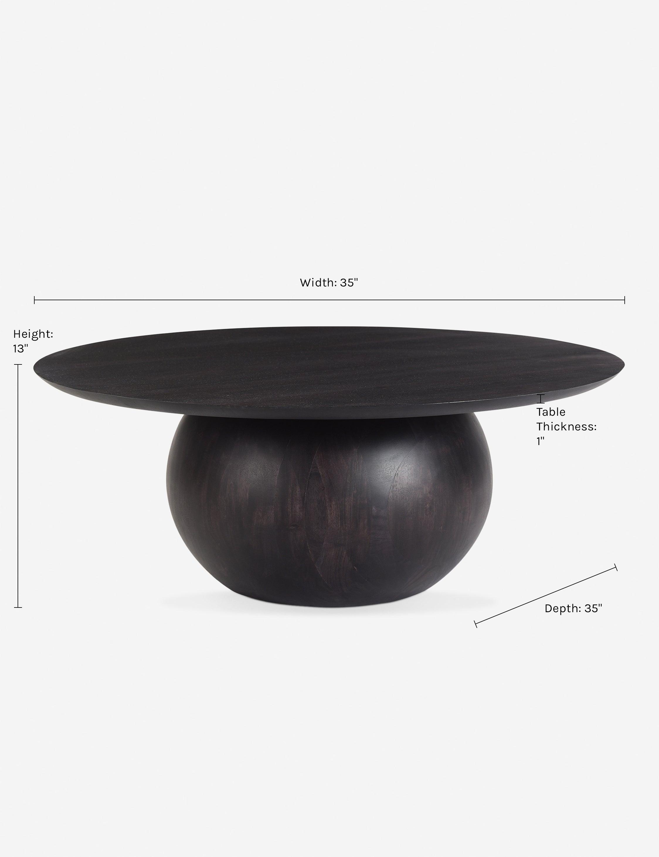 Bradbury 35" Round Black Acacia Wood Coffee Table