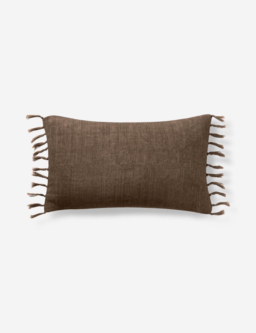 Roy Linen Pillow - Brown / 13" x 21" / Down