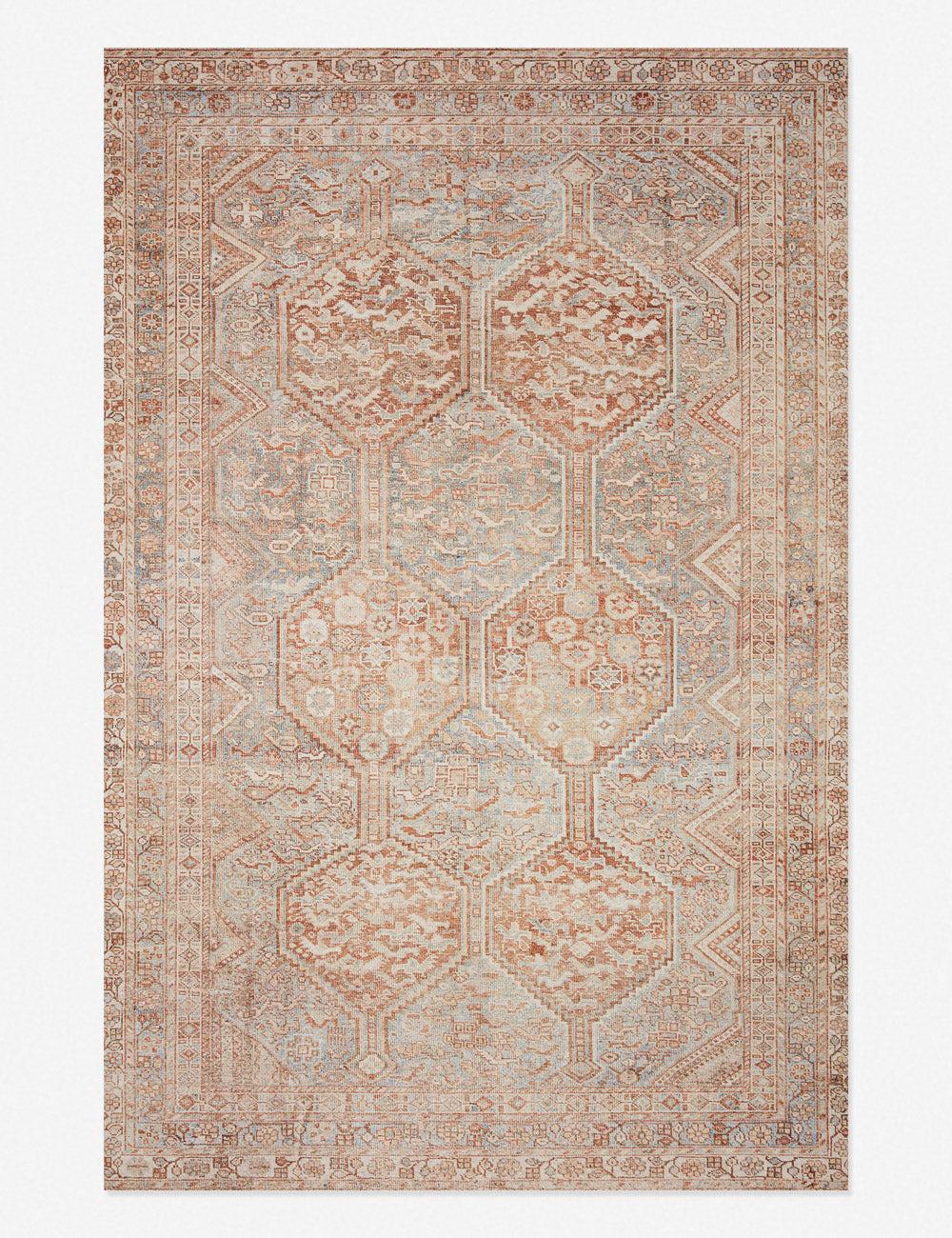 Jules Rug by Chris Loves Julia x Loloi - Tangerine and Mist / 2' x 5'