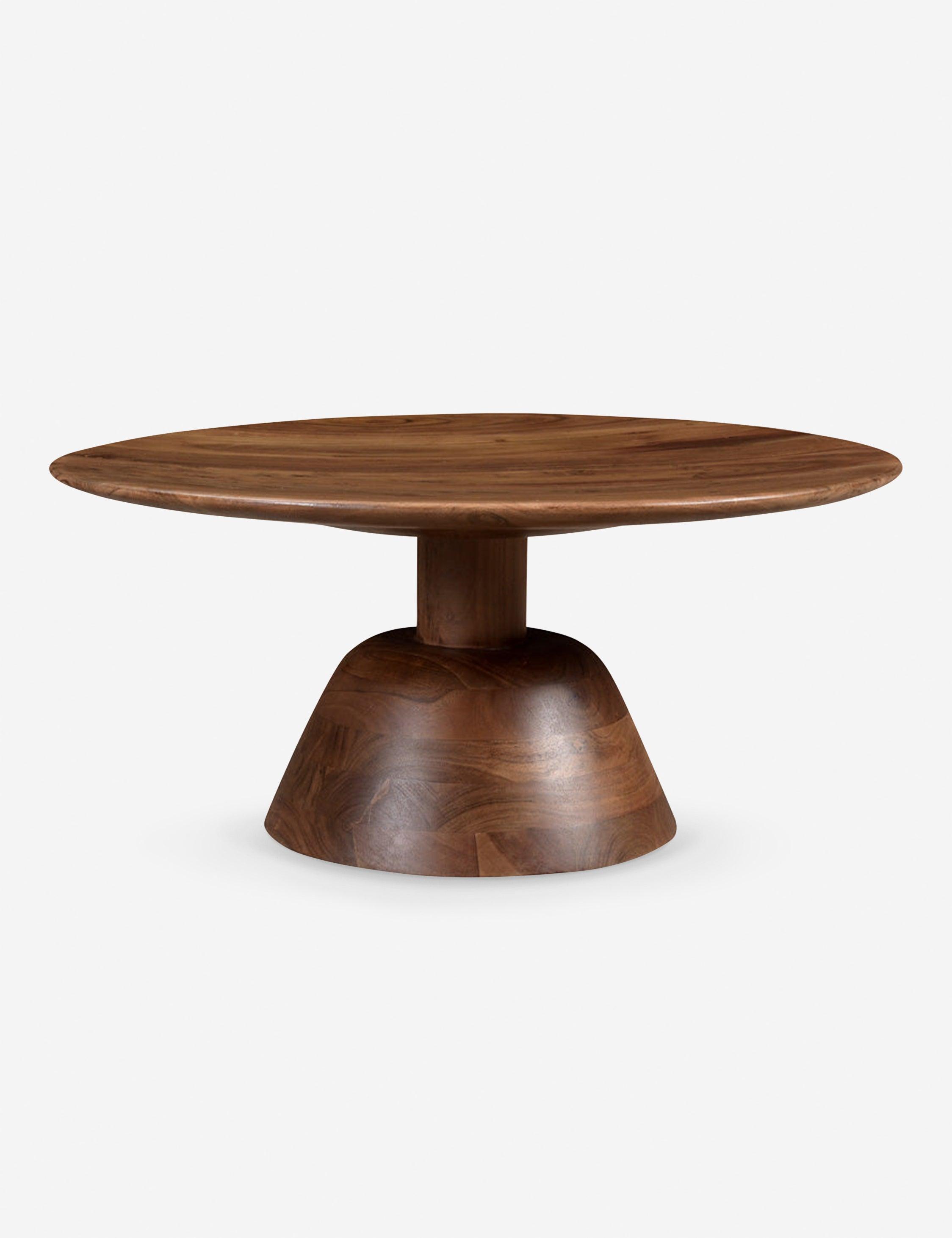 Dalton 55 lb Capacity Round Walnut Acacia Wood Coffee Table