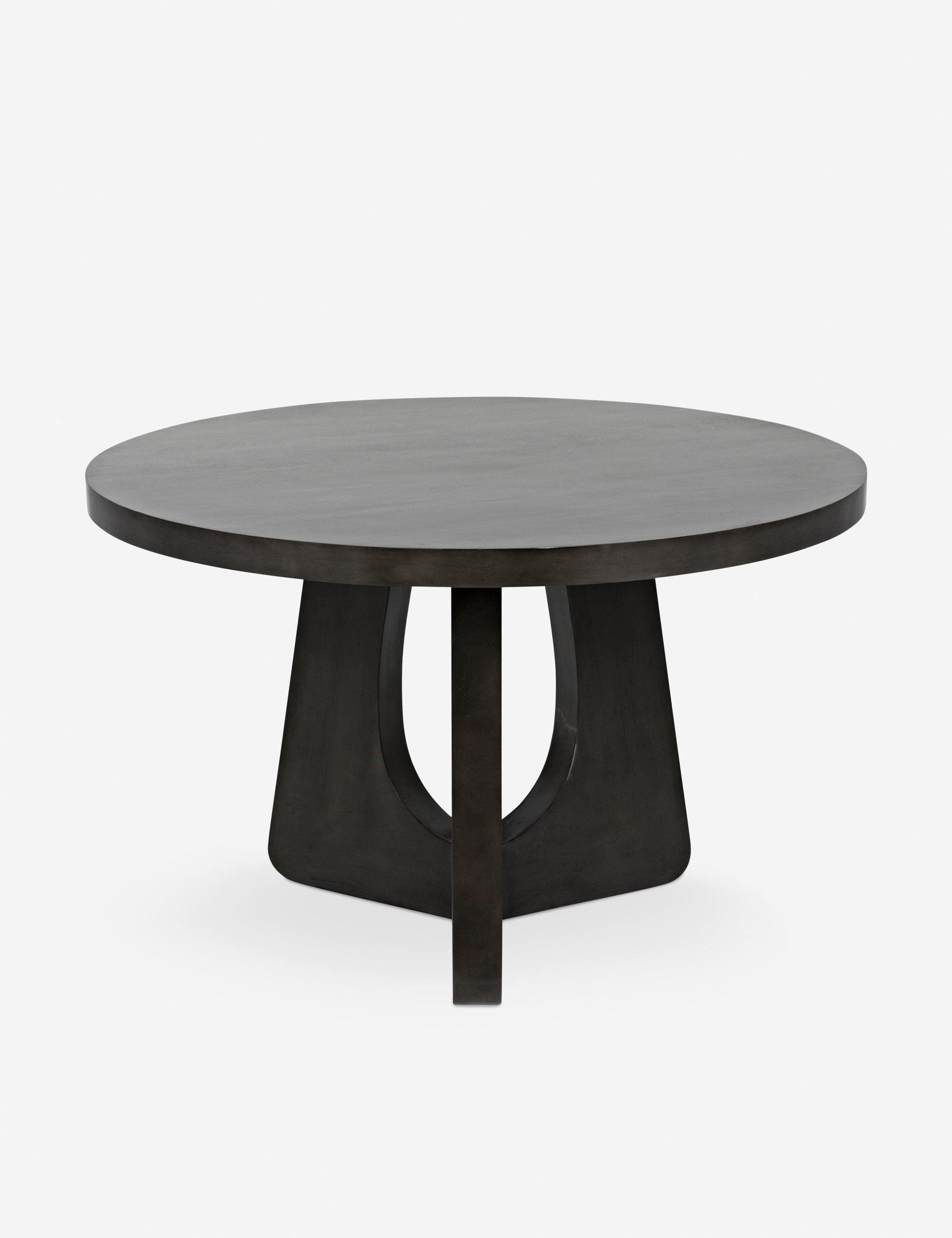 Kumeo 48" Round Light Gray-Dark Brown Mid-Century Modern Dining Table