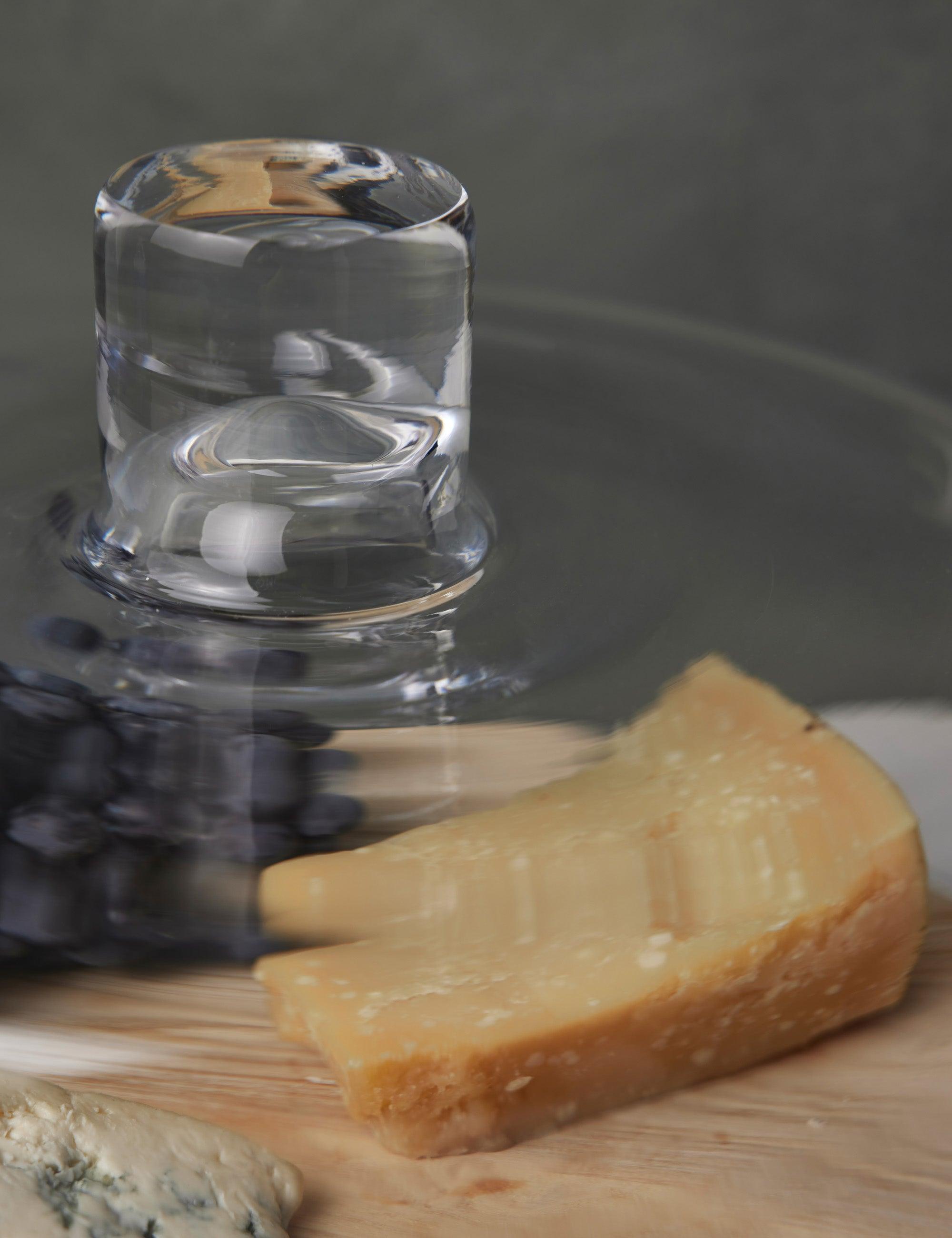 Contemporary Clear Glass Round Cake Stand with Handmade Ash Base