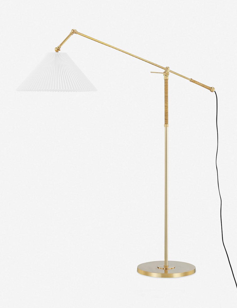 Dorset Aged Brass and Cream Linen 1-Light Adjustable Floor Lamp