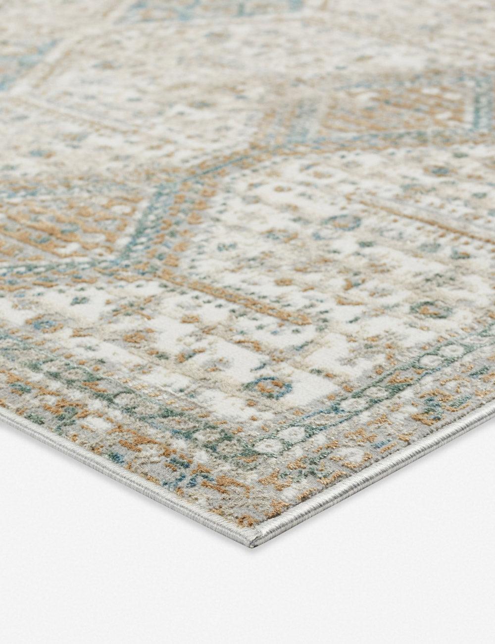 Reversible Blue Trellis 6'x9' Wool-Synthetic Blend Rug