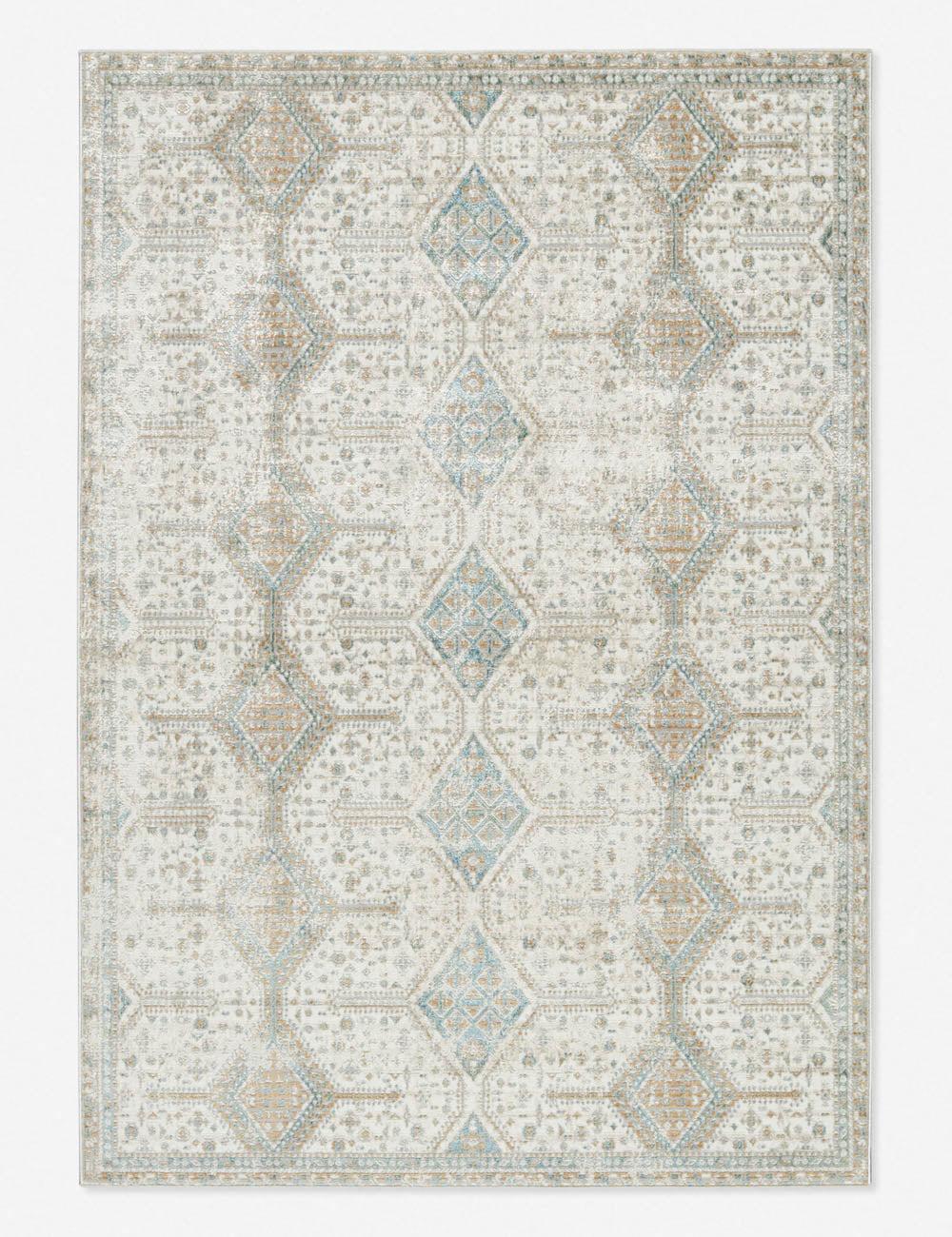 Reversible Blue Trellis 6'x9' Wool-Synthetic Blend Rug