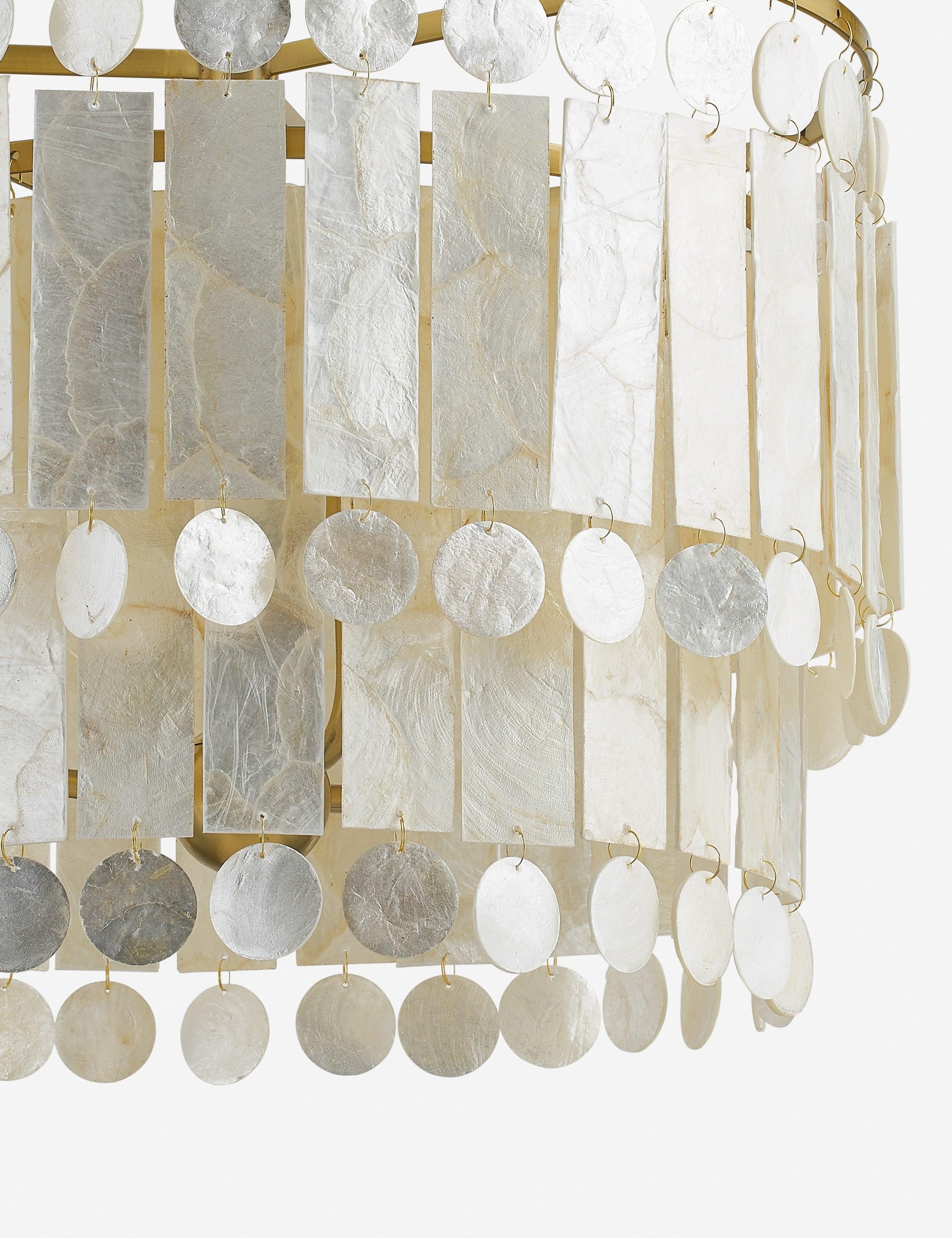 Coretta 16" Natural Capiz Shell Chandelier with Brass Finish