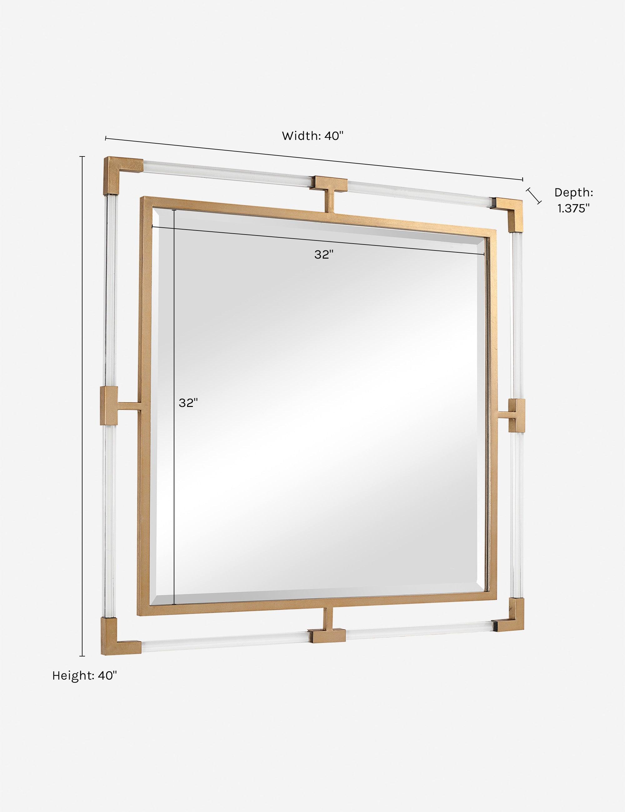 Elevate Gold Leaf 40" Square Wood Mirror with Acrylic Accents