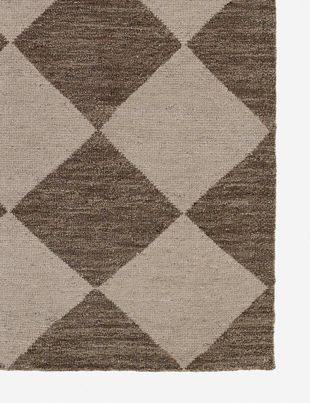 Palau Diamond-Checked Hand-Knotted Wool Rug in Brown, 10' x 14'