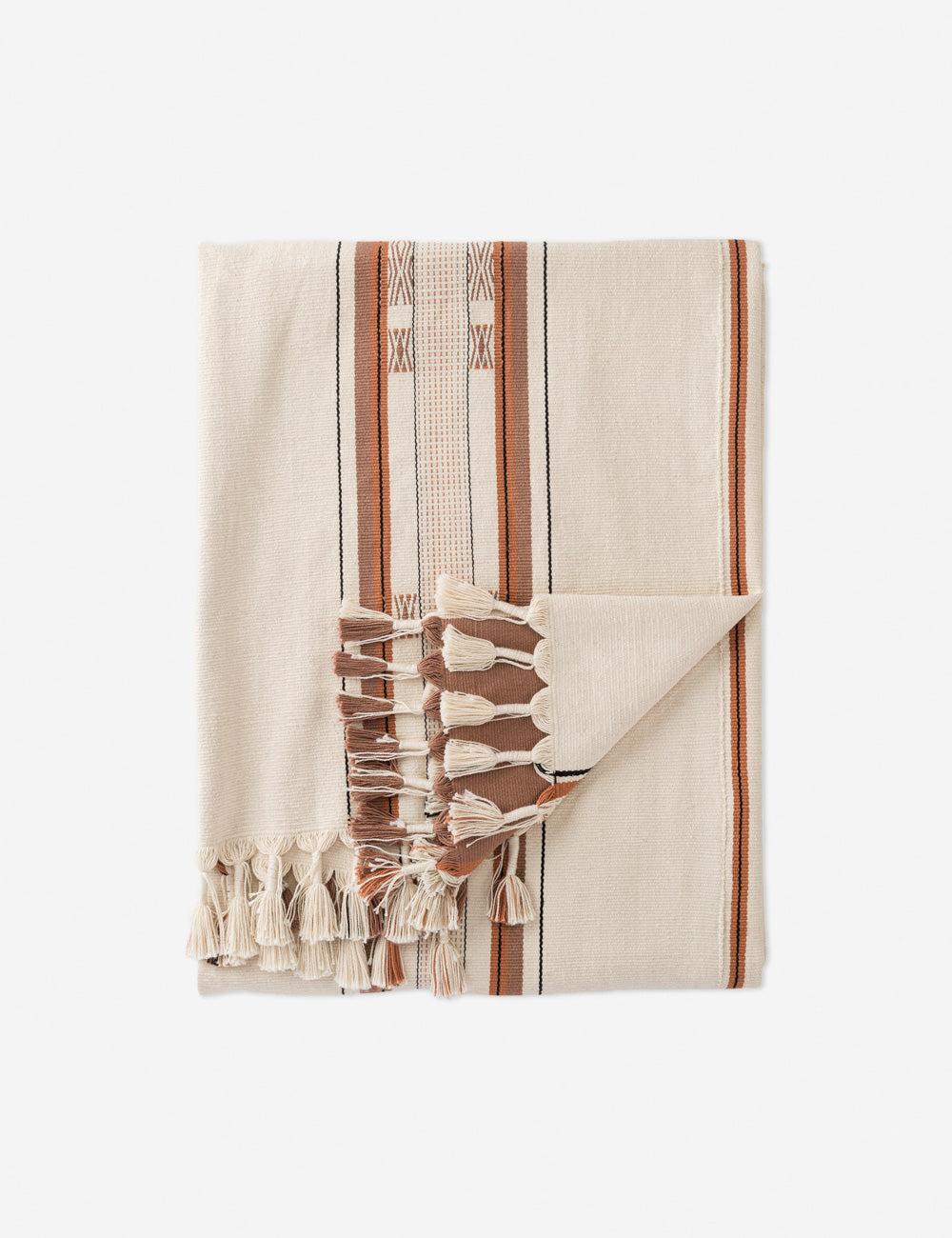 Sudi Sunset Tribal Cream and Tan Cotton Throw 72" x 42"