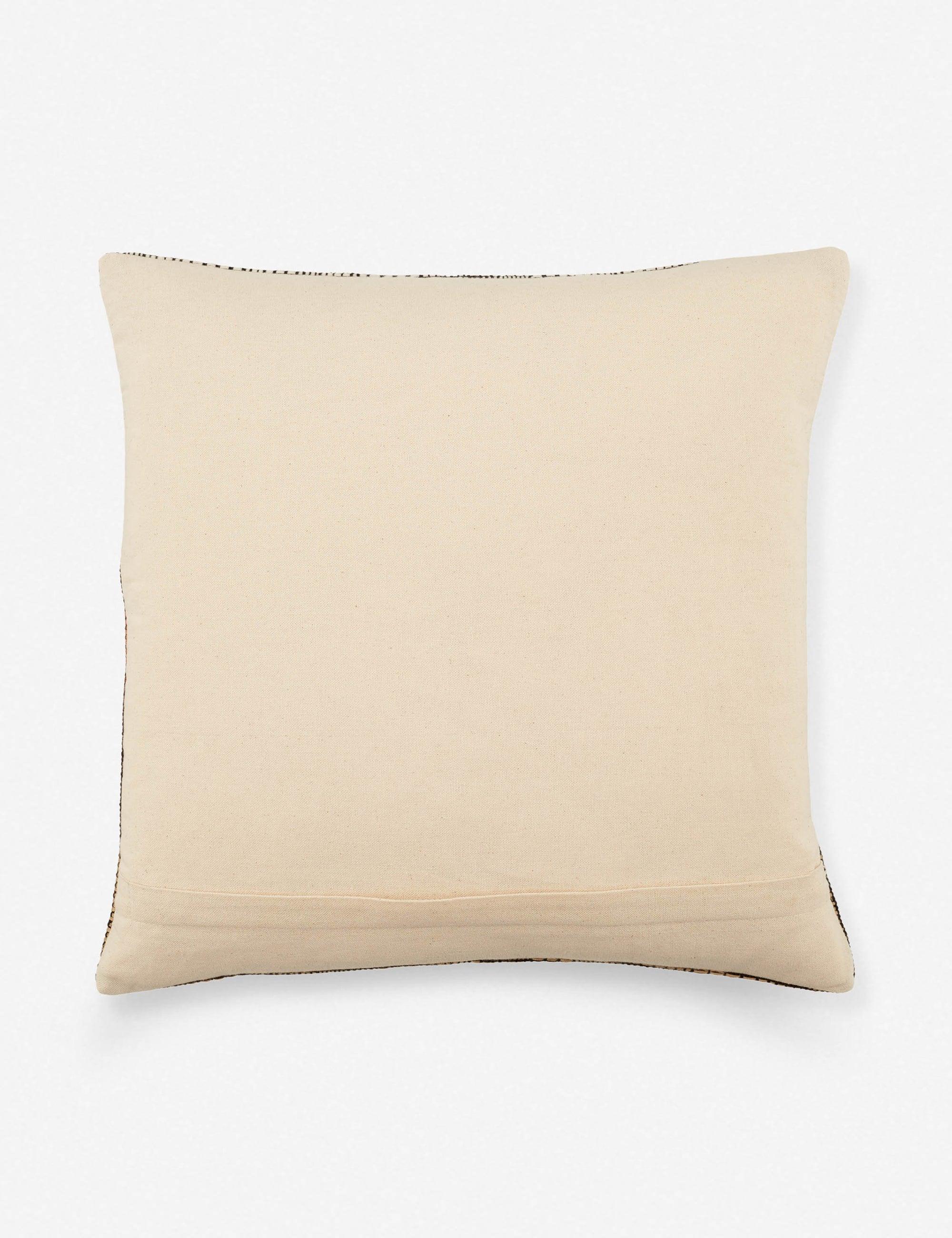 Terracotta and Ivory Embroidered Square Cotton Pillow