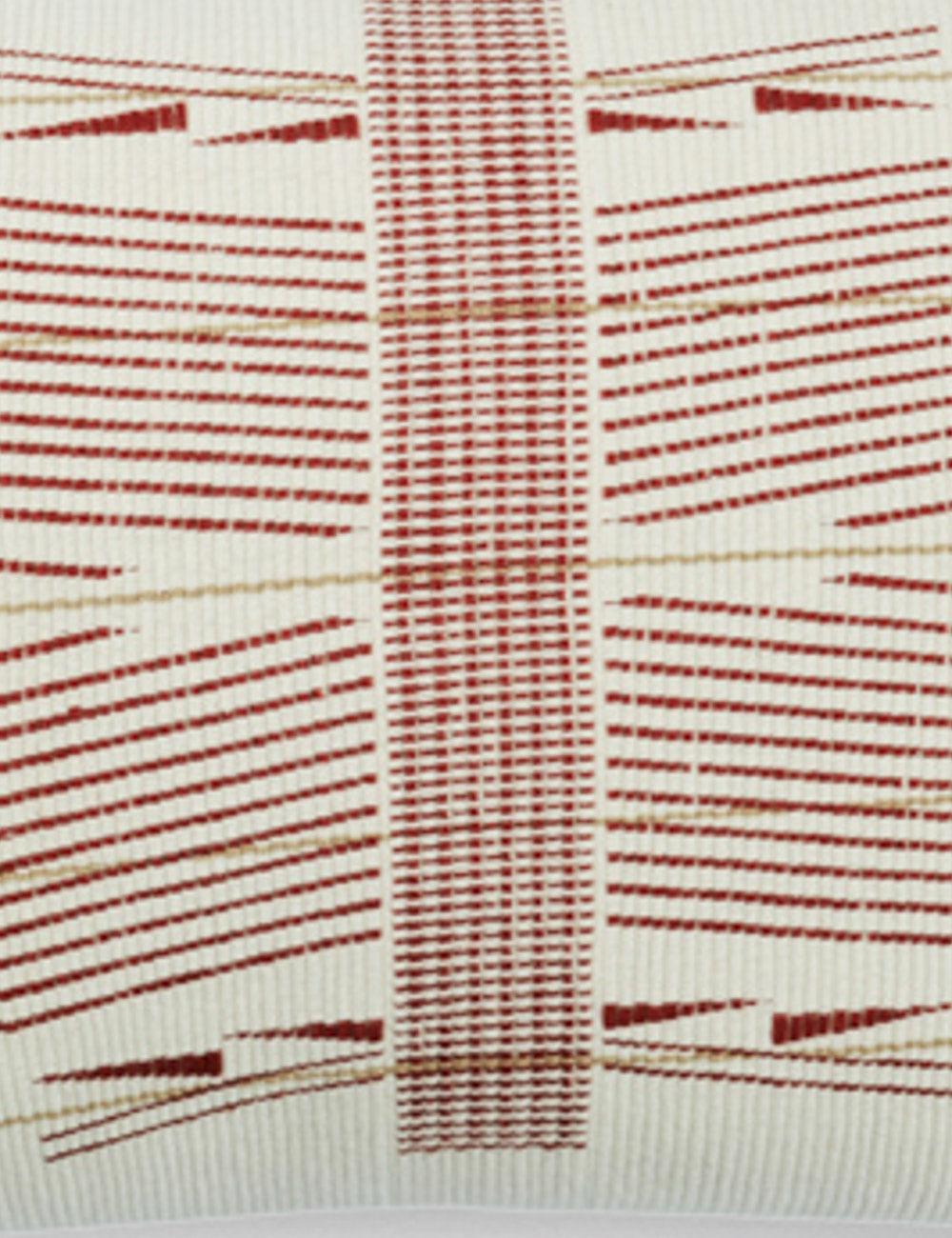 Nagaland Artisan Red and Cream Embroidered Lumbar Pillow