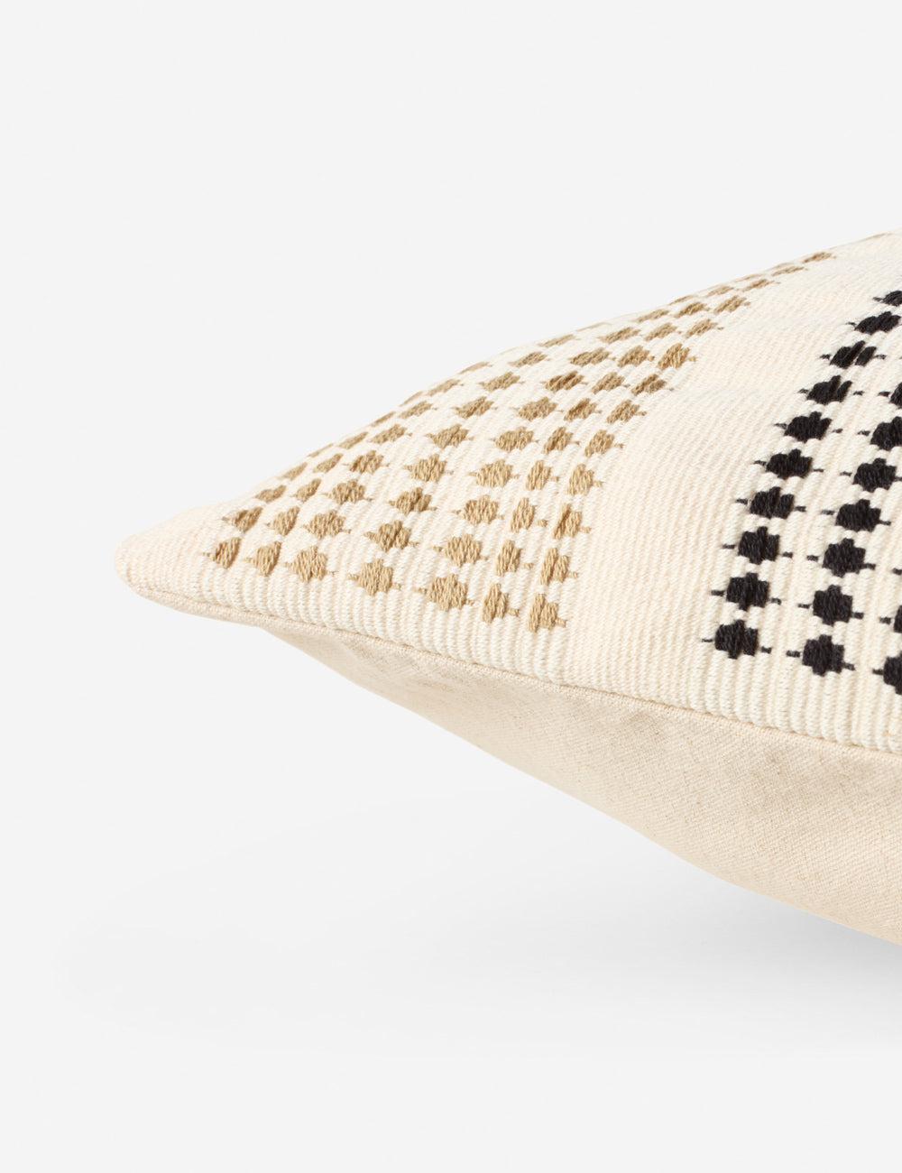 Nagaland Artisan Embroidered Cream Cotton Lumbar Pillow