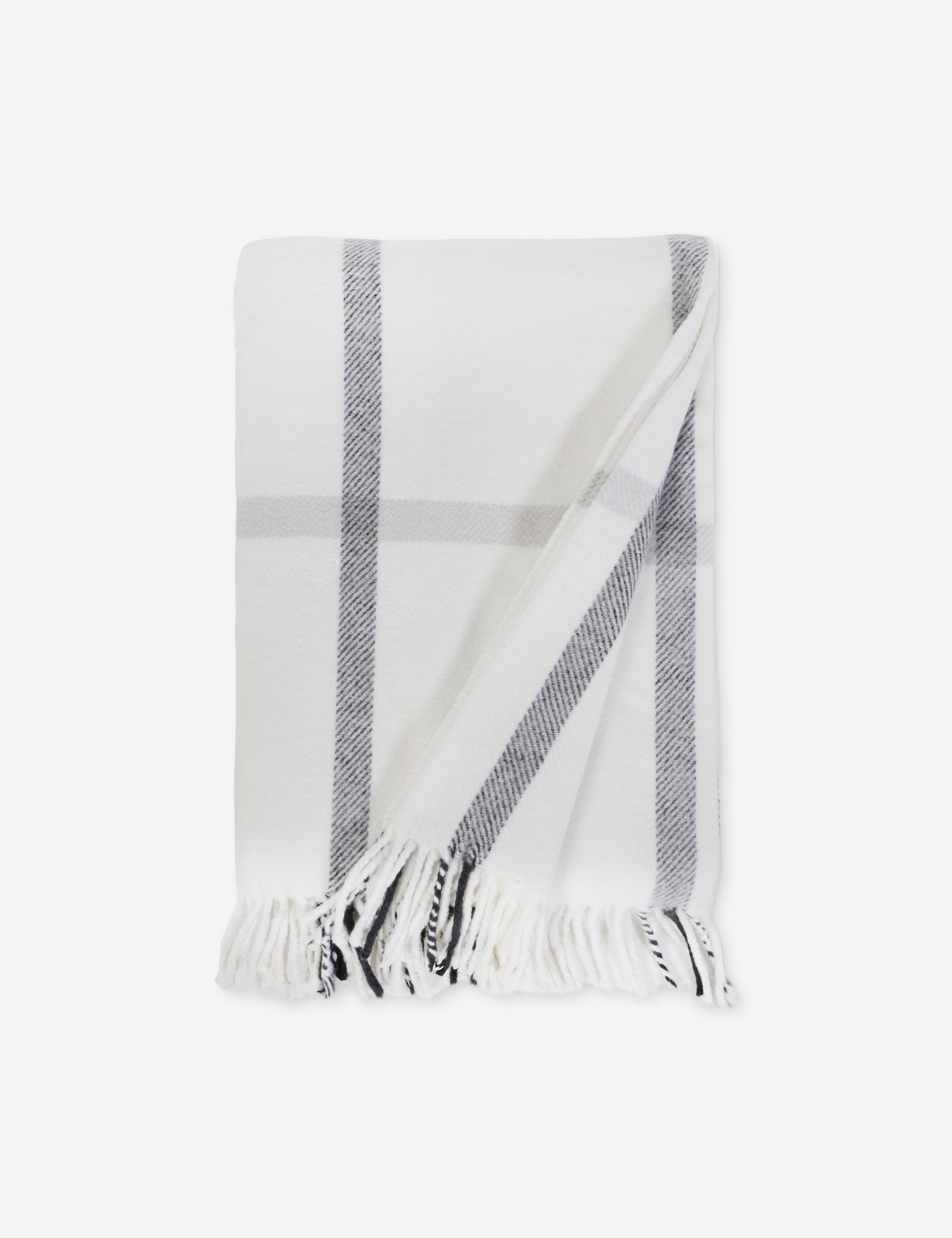 Copenhagen Lightweight Brushed Cotton Throw - White and Gray