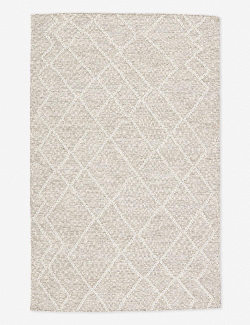 Scandinavian Ivory Geometric Braided Wool 5' x 8' Area Rug