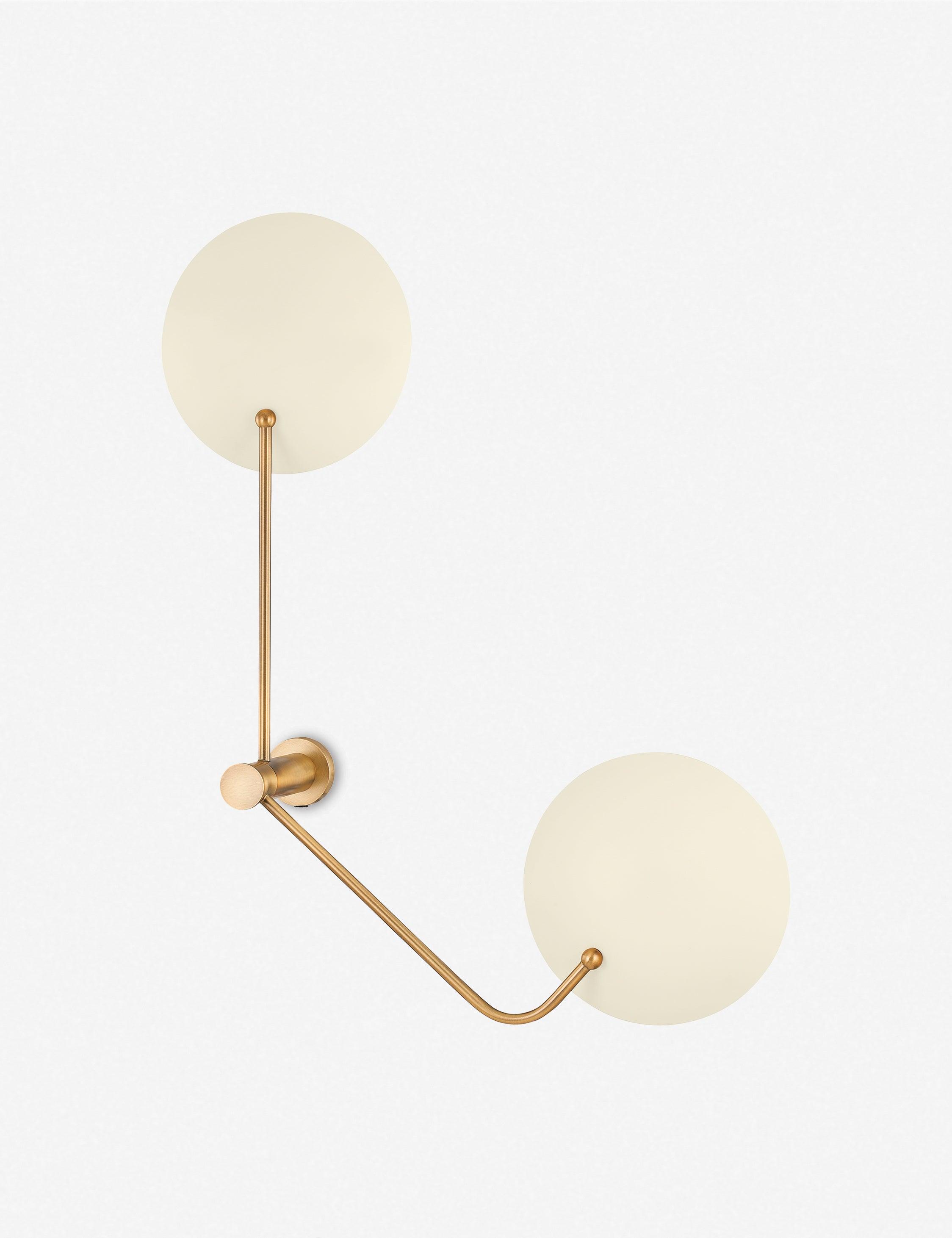 Sereno Patina Brass 2-Light Dimmable Sconce with Soft Sand Shade